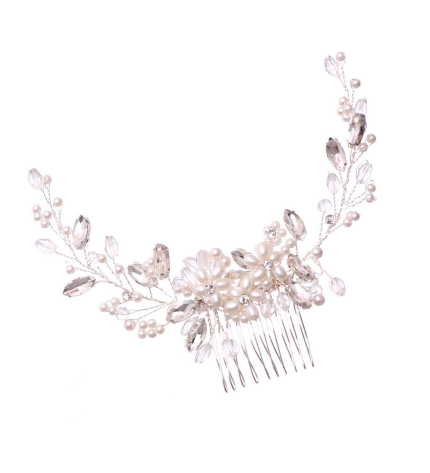 Housoutil Pearl Comb Bride Hair Accessory Flower Hairpin Comb Bride Hairpin Comb Rhinestone Hair Clips Pearl Flower Bridal Hair Clip Comb Hair Pin Wedding Hair Accessories White - Buy Online on GoSupps.com