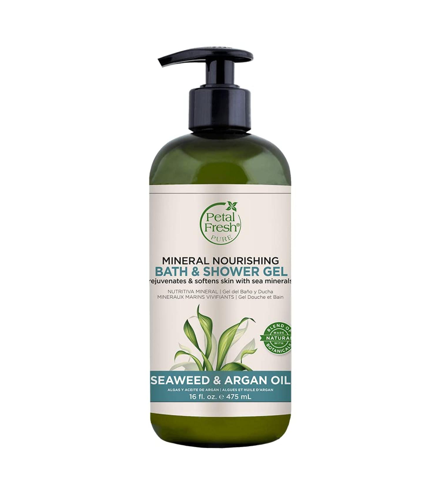 Petal Fresh Pure Mineral Nourishing Bath & Shower Gel Seaweed & Argan Oil 16 Ounce