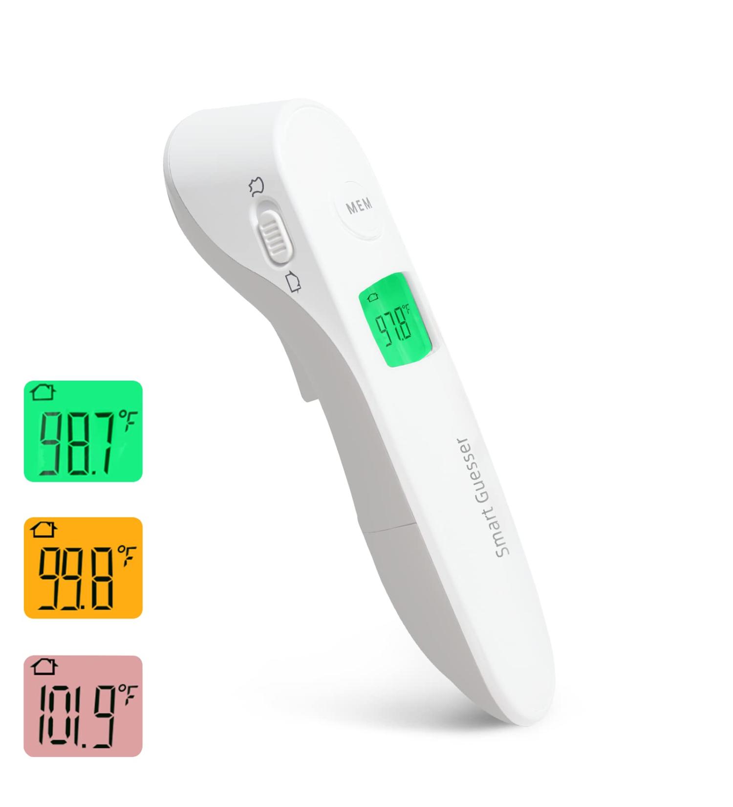 Smart Guesser Infrared Forehead Thermometer for Adults and Baby - Digital Thermometer with Fever Alarm and Memory Function - White - Buy Online on GoSupps.com
