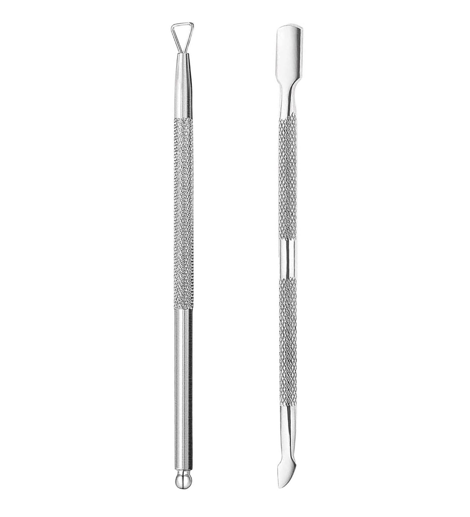 2 Pcs Stainless Steel Cuticle Pusher & Peeler Set for Nail Care | Dual Head Nail Scraper for Fingernails & Toenails - Professional UV Gel Polish Remover Tool - Buy Online on GoSupps.com