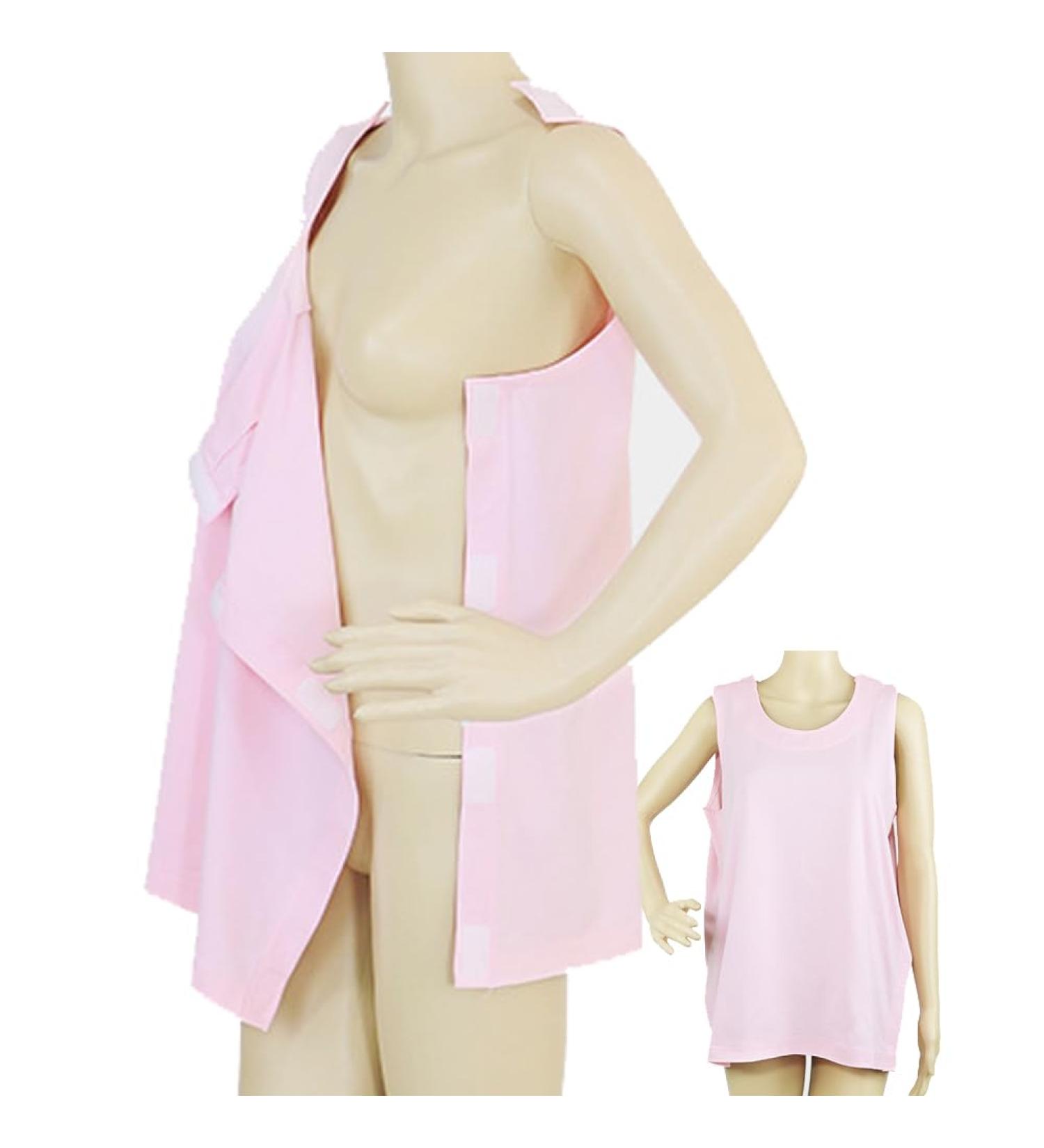 Post Shoulder Surgery Shirt - Soft Cotton Snap Open Tearaway Design for Home Care & Rehab - Ideal for Dialysis & Elderly - Pink Medium - Buy Online on GoSupps.com