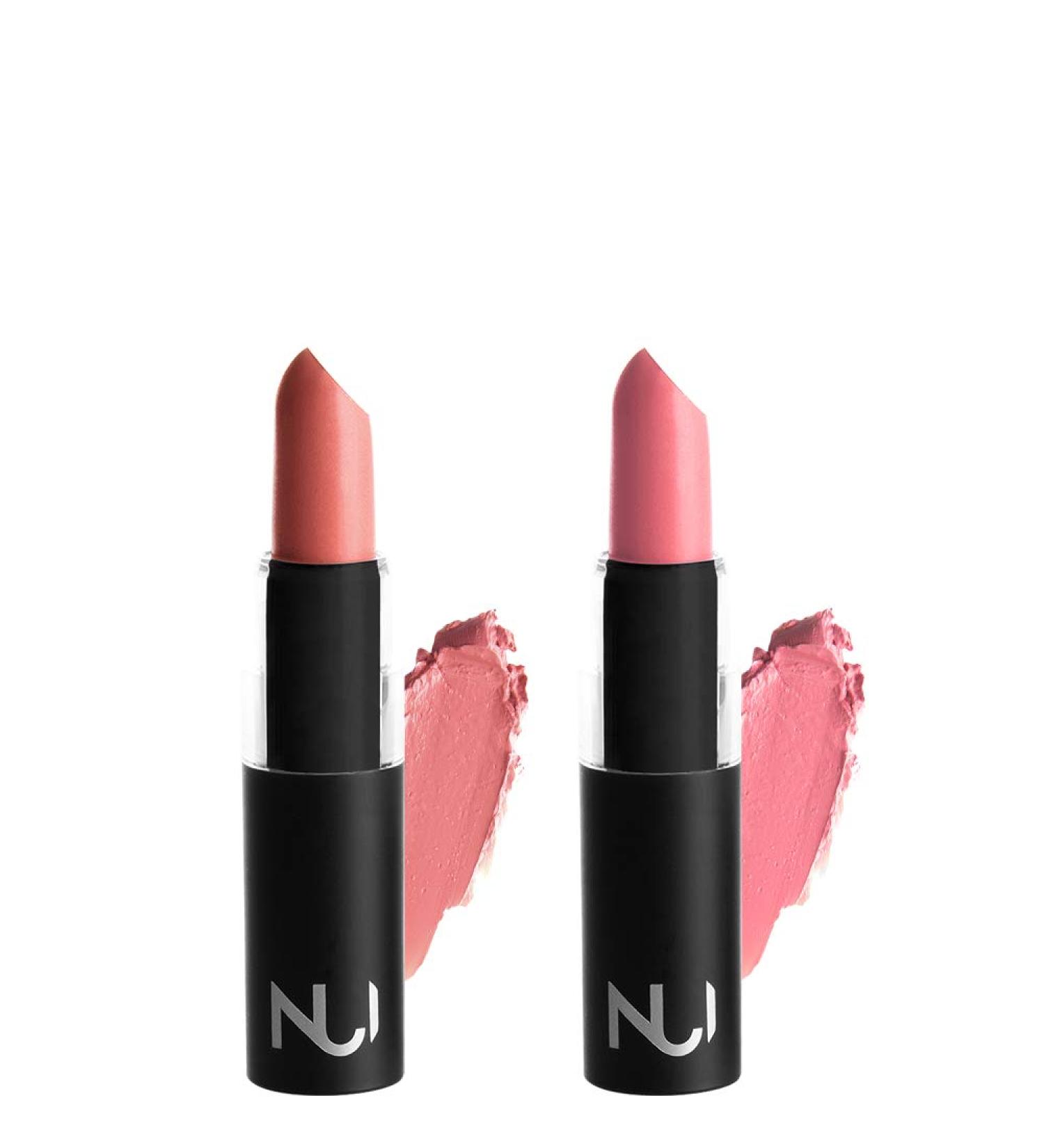 NUI Pink Lipstick Duo Set - Vegan Natural Cosmetics | Gluten-Free Makeup Kit for Perfect Lips - Buy Online on GoSupps.com