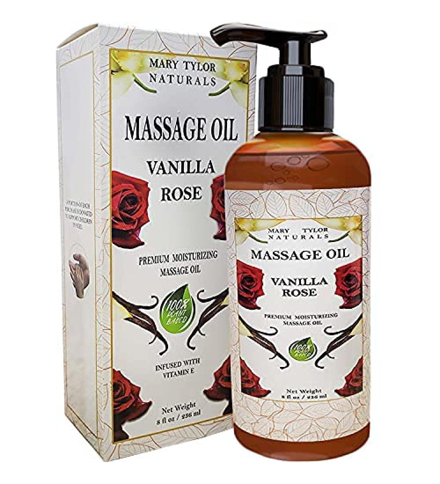 Vanilla Rose Massage Oil - 8 oz | For Men & Women | Nourishing Skin | By Mary Tylor Naturals - Buy Online on GoSupps.com