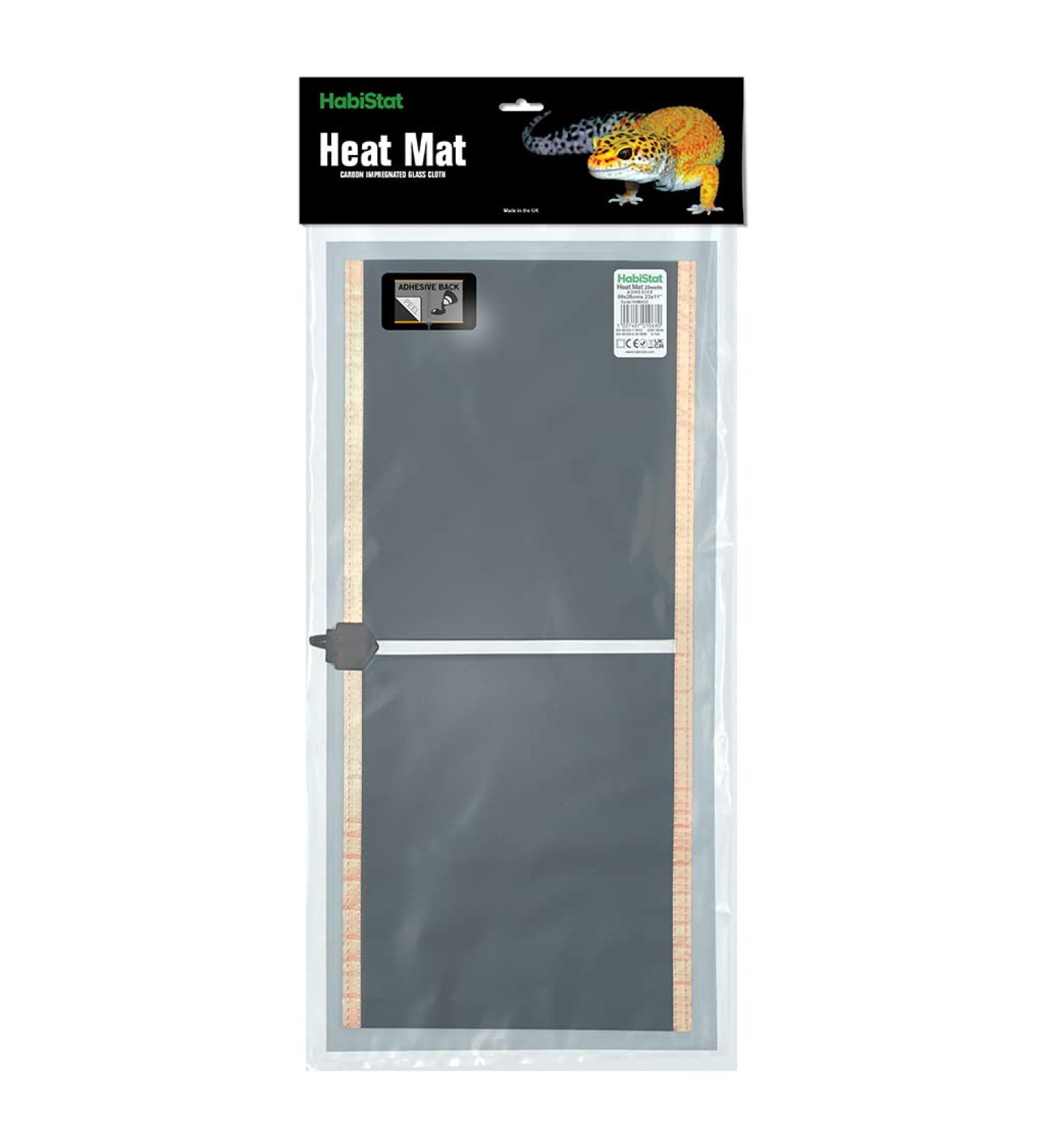 Habistat - Adhesive Heat Mat - Carbon Impregnated Glass Cloth - 59cm x 28cm - 28 Watt - Produces Infra-Red Heat - Excellent Primary Heater - Provides Gentle Warmth - Ideal For Night-Time Temperatures - Buy Online on GoSupps.com