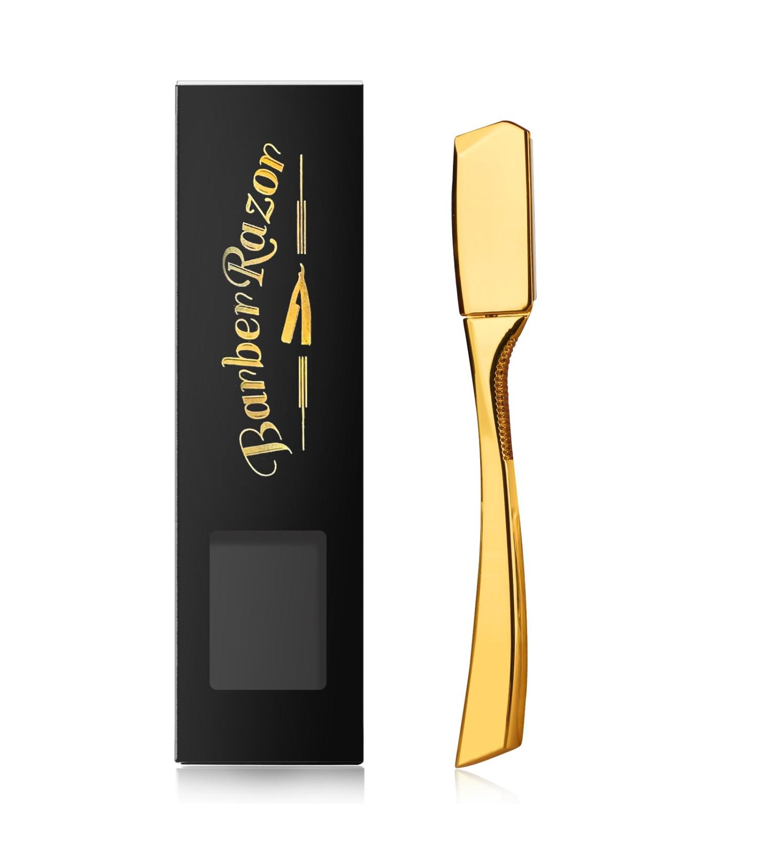 Professional Stainless Steel Barber Razor for Men - Gold Straight Edge Safety Razor for Close Shaving | Ideal for Barbershops & Home Use - Buy Online on GoSupps.com