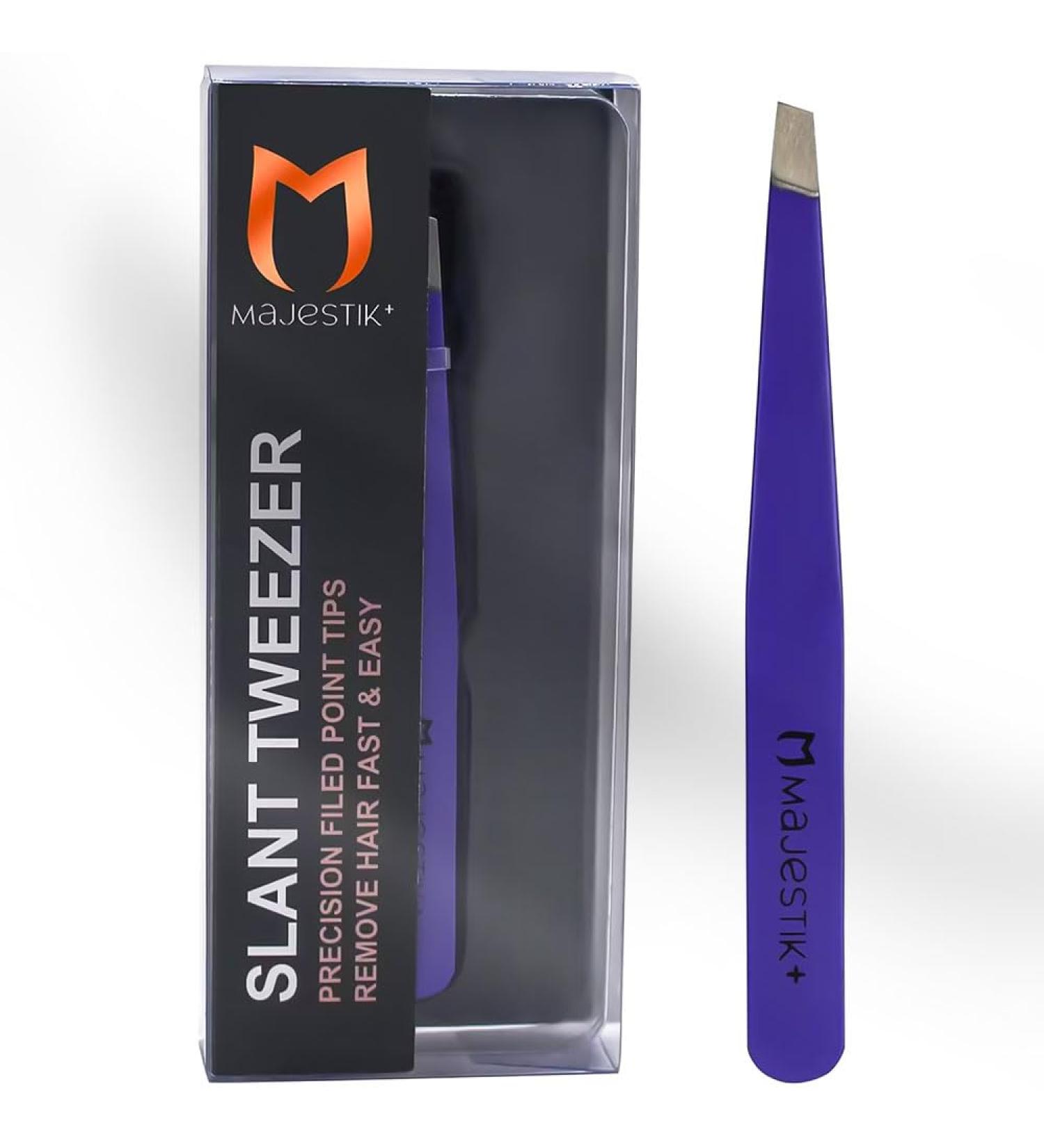 Majestics Professional Stainless Steel Tweezers Precision Beveled Tips for Eyebrows | Best Quality Beauty Tool - Buy Online on GoSupps.com