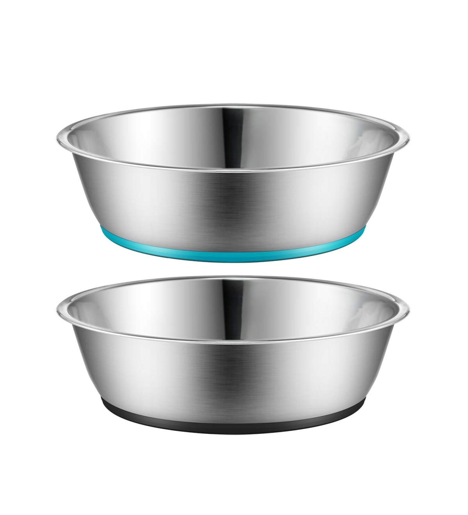 PEGGY11 Anti-Slip Stainless Steel Dog Cat Bowls 1.8 Cups Grey+Blue (Set of 2) - Buy Online on GoSupps.com