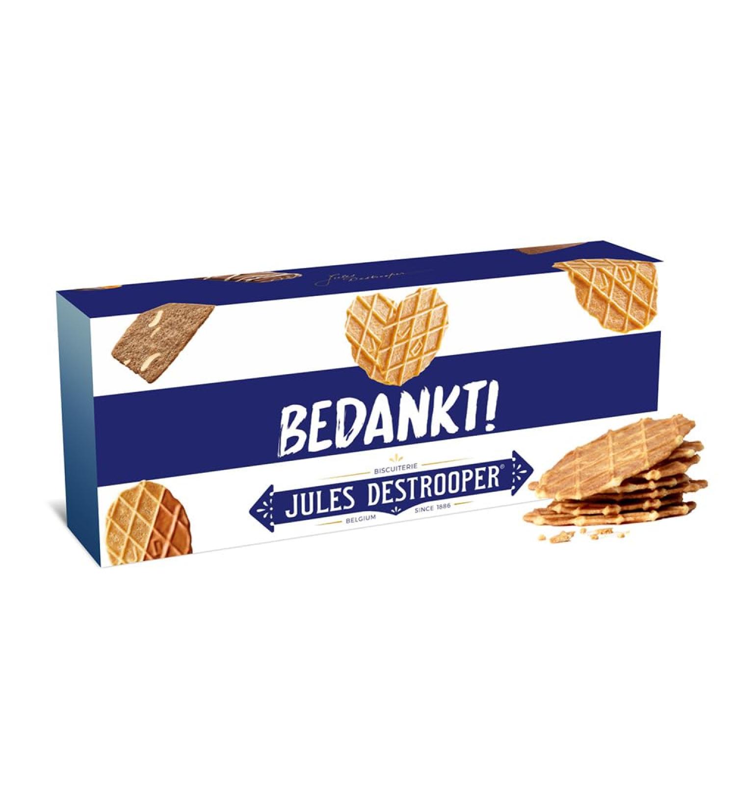  Vandeca Jules Destrooper Fine Butter Patties - "Bedankt! / Thank You!" - Authentic Belgian Cookies - Biscuits Gift - 2 Boxes - 100g x 2 - Buy Online on GoSupps.com