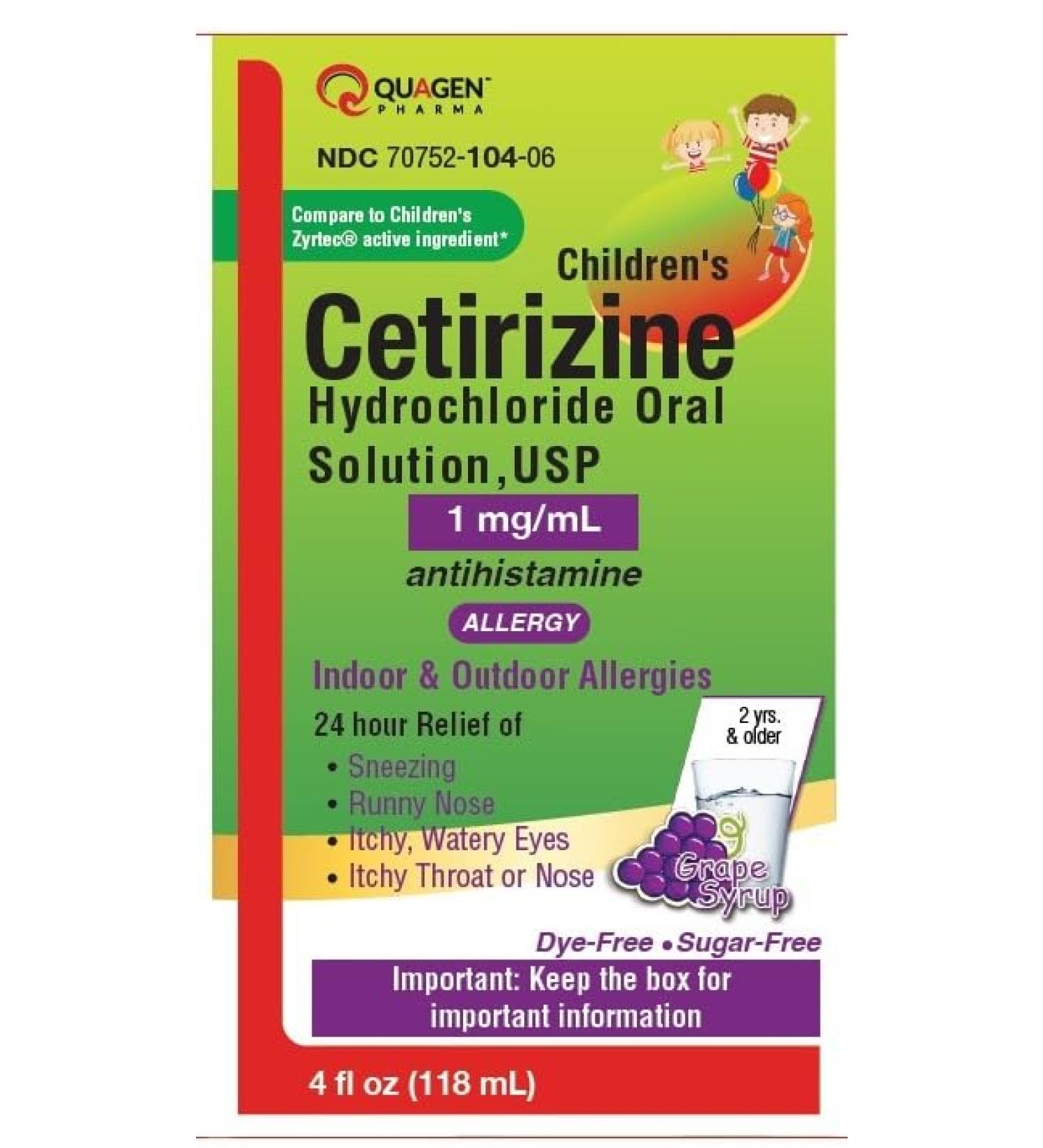 Quagen Pharma Children's Cetirizine Oral Solution 1mg/mL Grape Flavored 4 fl oz