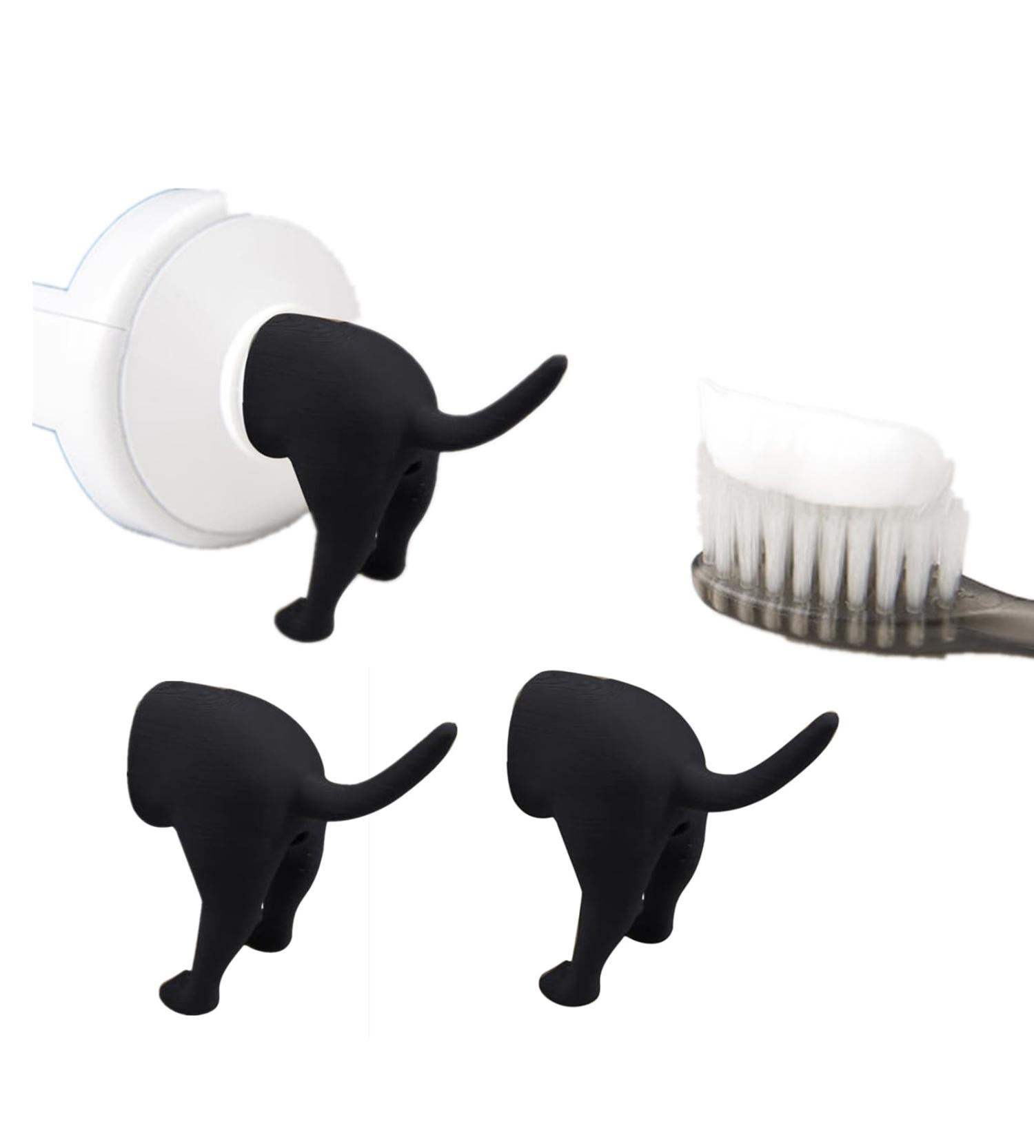 Pooping Dog Butt Toothpaste Topper Dog Pooping Toothpaste Cap Funny Creative Toothpaste Topper for Any Dog Lover (2pcs-Black) (3pcs-Black) - Buy Online on GoSupps.com