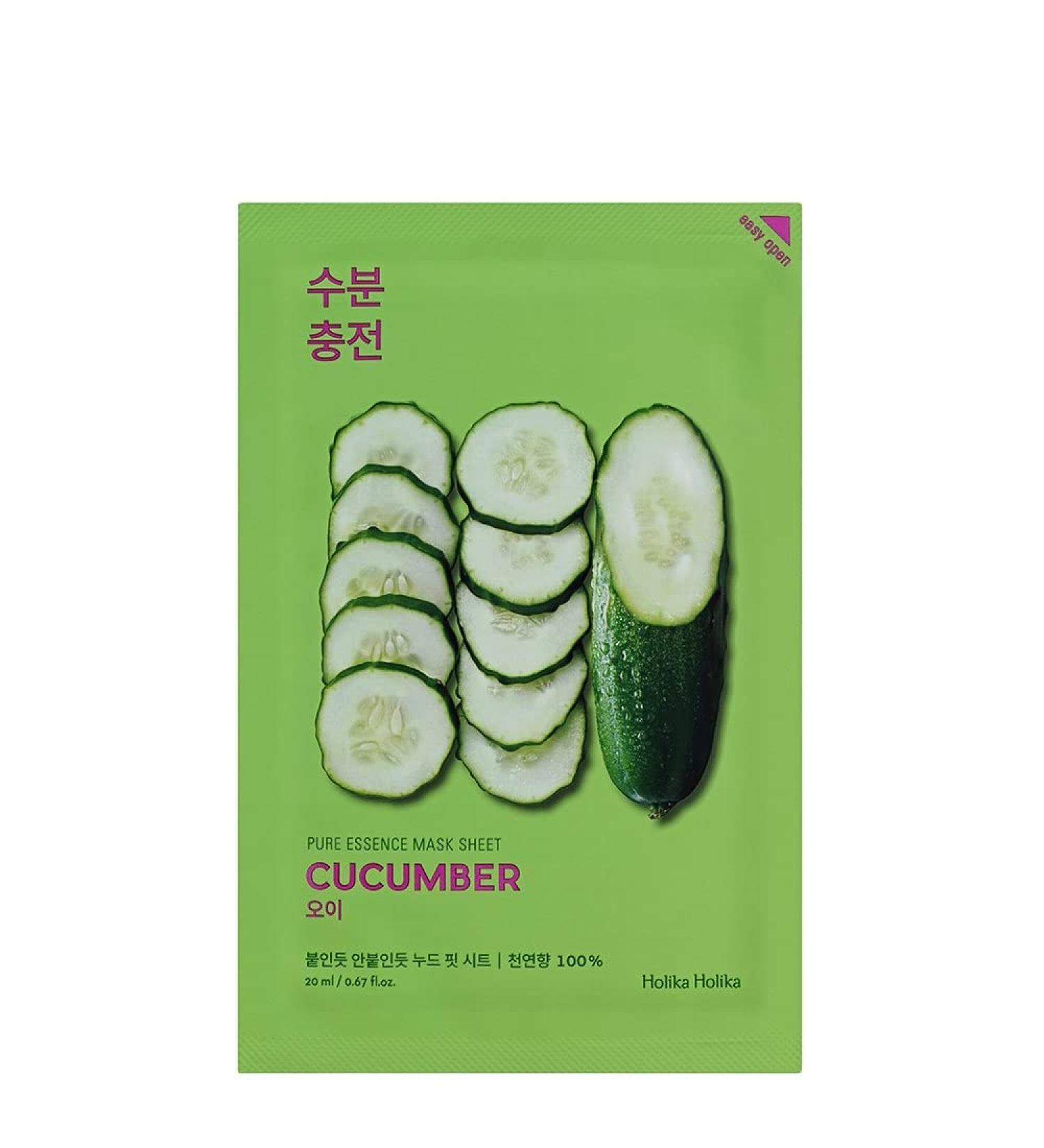 Holika Holika Pure Essence Cucumber Sheet Mask - 23ml | Hydrating & Soothing | International Shipping Available - Buy Online on GoSupps.com