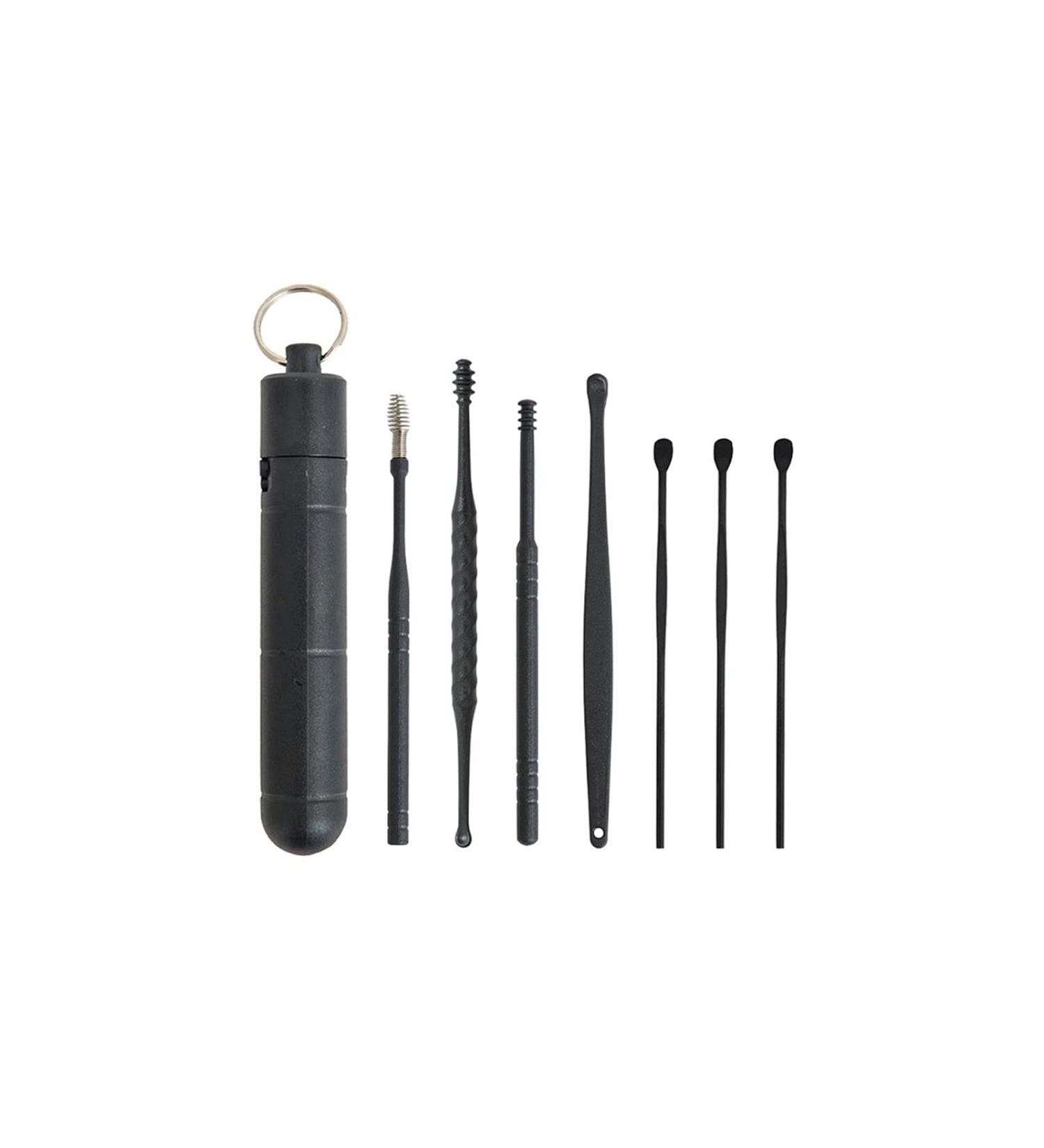 7PCS TARVIT Earwax Removal Kit - Reusable Ear Cleaner Tools Black Ear Pick & Curette for Effective Ear Wax Removal - Buy Online on GoSupps.com