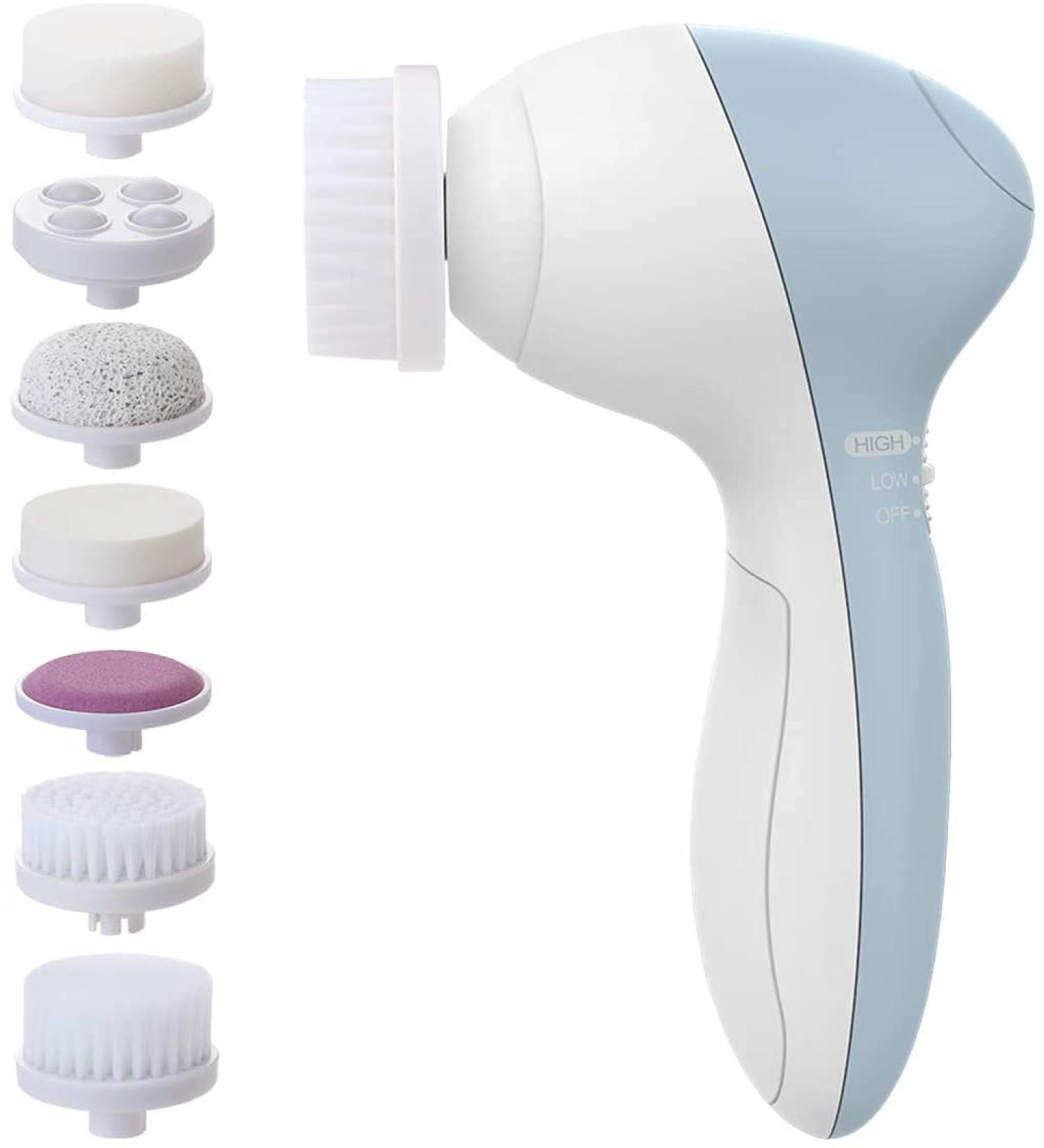 PIXNOR P2016 Facial Brush 7 in 1 Massager with 7 Brush Heads - Light Blue - Buy Online on GoSupps.com