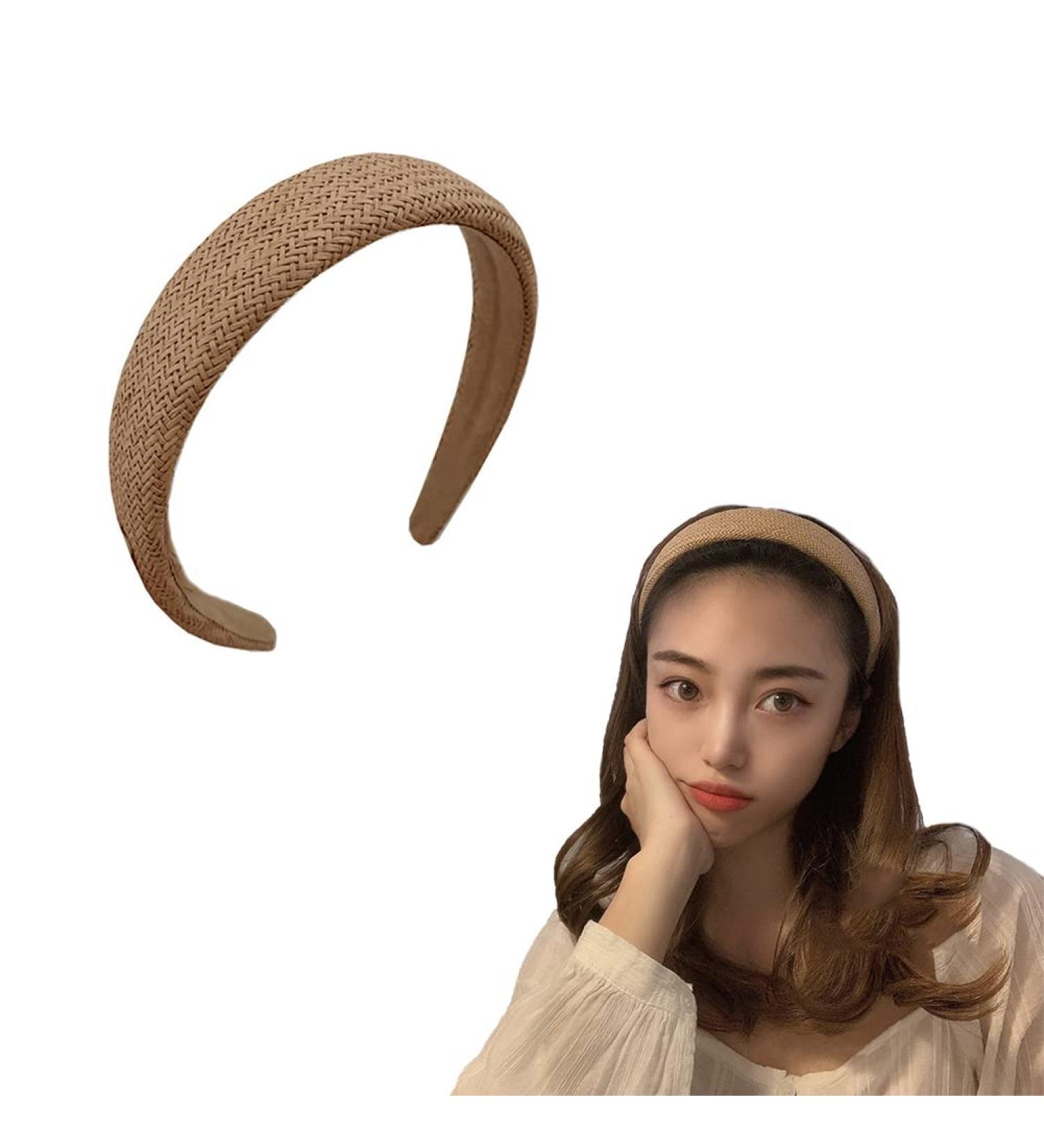 Brown Woven Straw Headband for Women - Wide Braid Boho Hairband for Beach Holiday - Buy Online on GoSupps.com