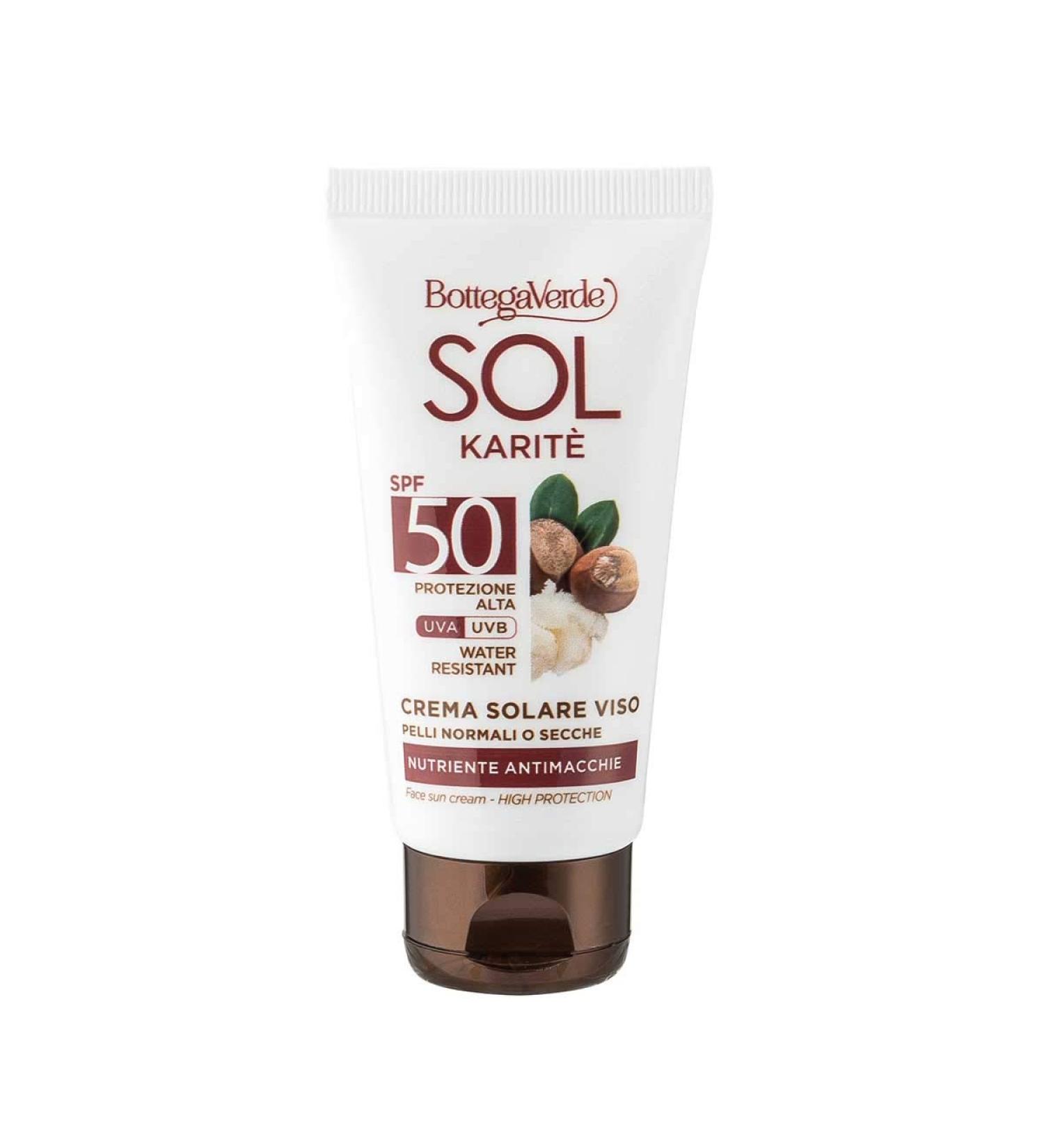 Bottega Verde Bottega Verde SOL Karite - Facial Sunscreen - Nourishing Anti-Dark Spot - With Shea Butter - High Protection SPF50 (50 ml) - Water Resistant - For Normal or Dry Skin