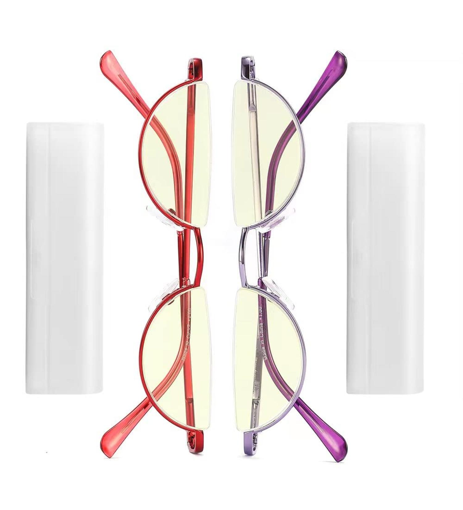 Buy Touk Half Frame Reading Glasses - Anti Blue Light UV Filter Half Moon Lens Spring Hinge Readers for Women (Red/Purple 2.5x) | International Shipping Available - Buy Online on GoSupps.com