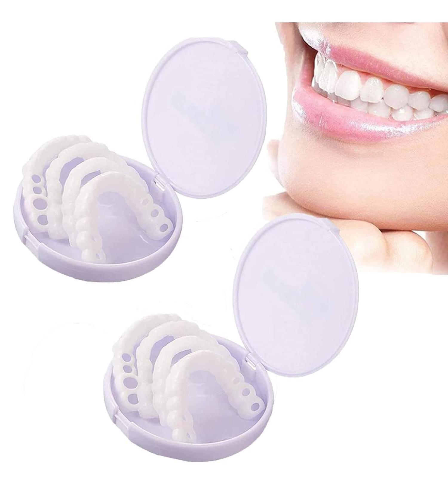 Fluktrix 2 Pairs Temporary Cosmetic Dentures - Silicone Artificial Teeth for a Confident Smile | Upper & Lower Veneers for Men & Women - Buy Online on GoSupps.com