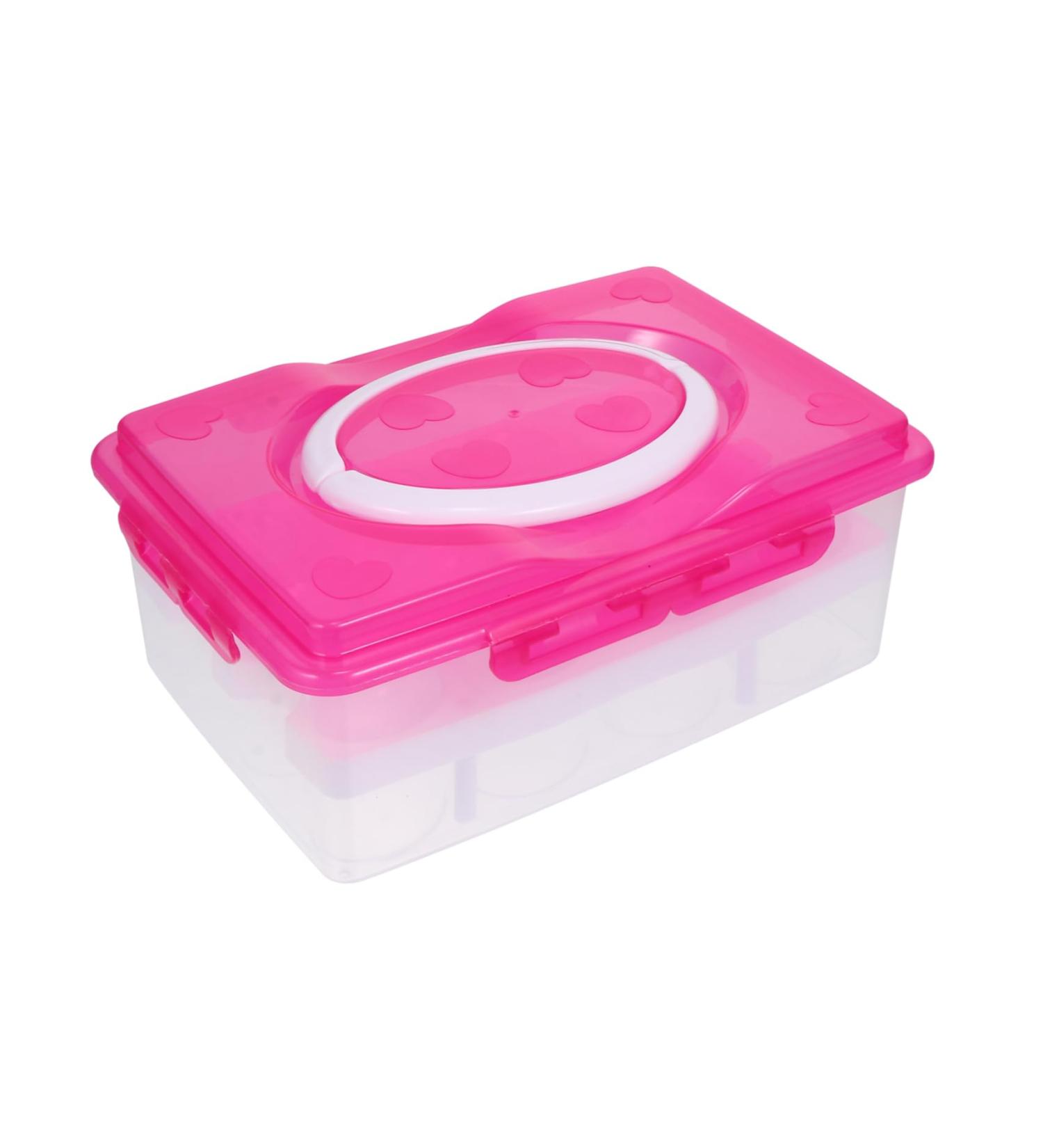 OSALADI Egg Storage Box Folding Tray Refrigerator Egg Trays Egg Carton Protective Box Travel re-usable Rosy 24X16.5X10CM - Buy Online on GoSupps.com