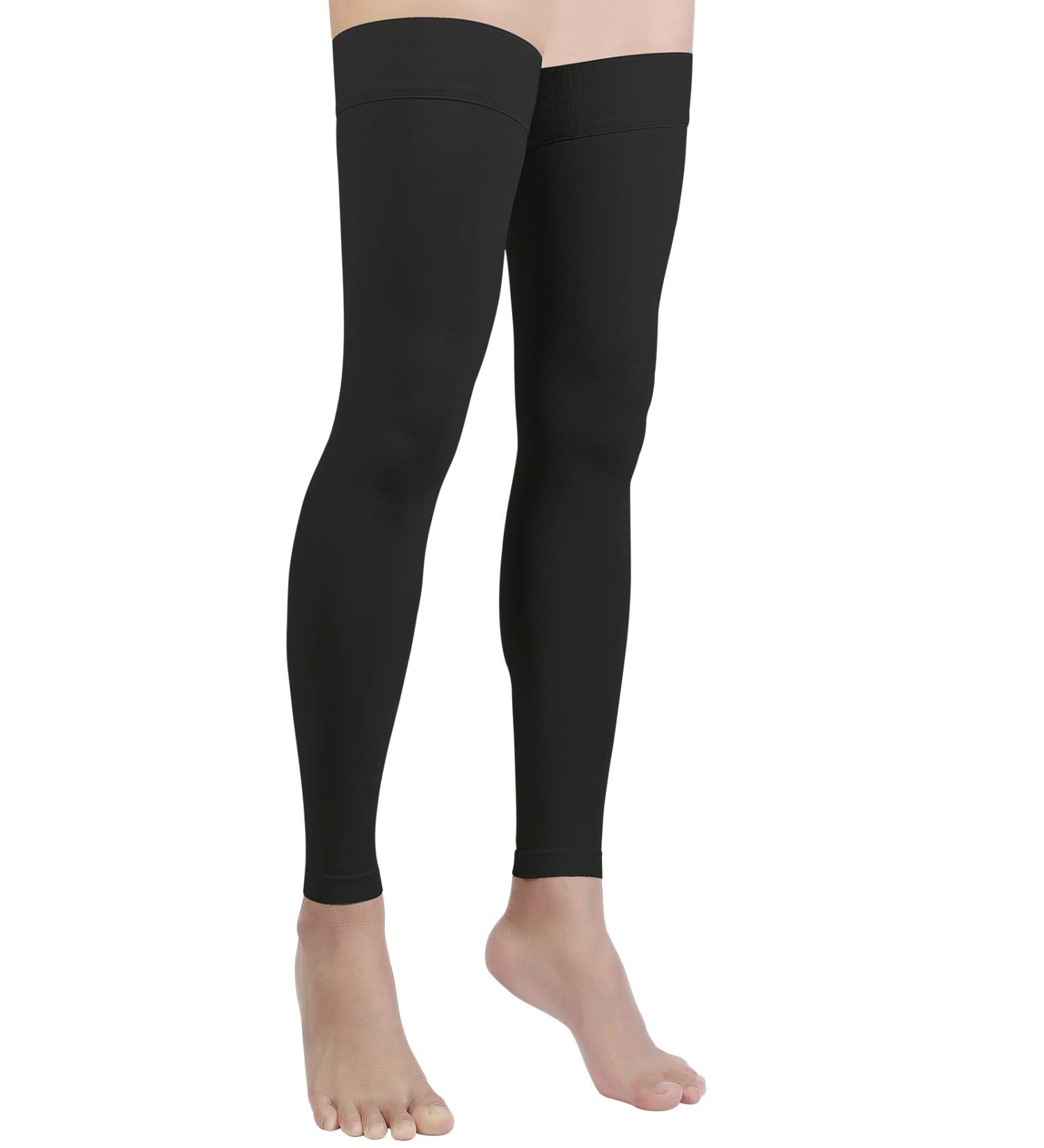 Footless Thigh High Compression Stockings - XXL Unisex 20-30mmHg Gradient Compression for Varicose Veins & Edema - Black - Buy Online on GoSupps.com
