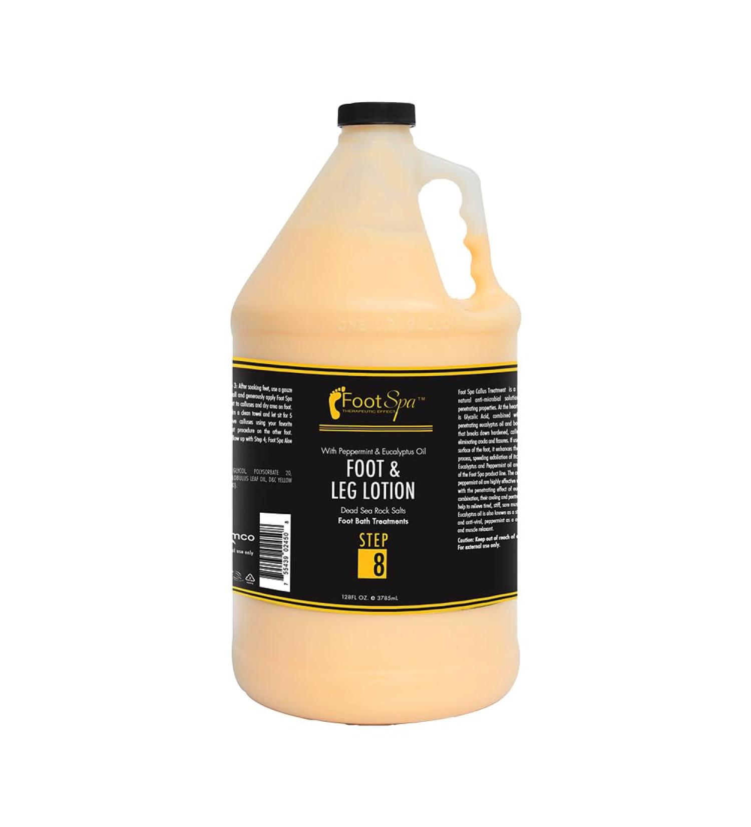 Foot SPA Healing Therapy Massage Lotion 128 Oz | Peppermint & Eucalyptus | Professional Pedicure & Manicure | Natural Oils & Vitamins - Bulk Refill Gallon - Buy Online on GoSupps.com