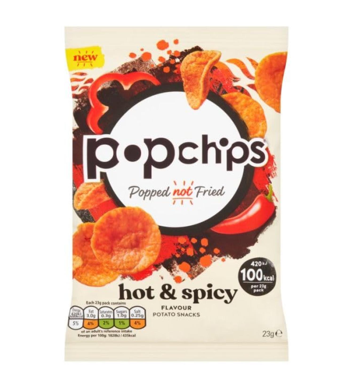 Popchips Hot & Spicy Popped Not Fried Potato Crisps 24 x 23g