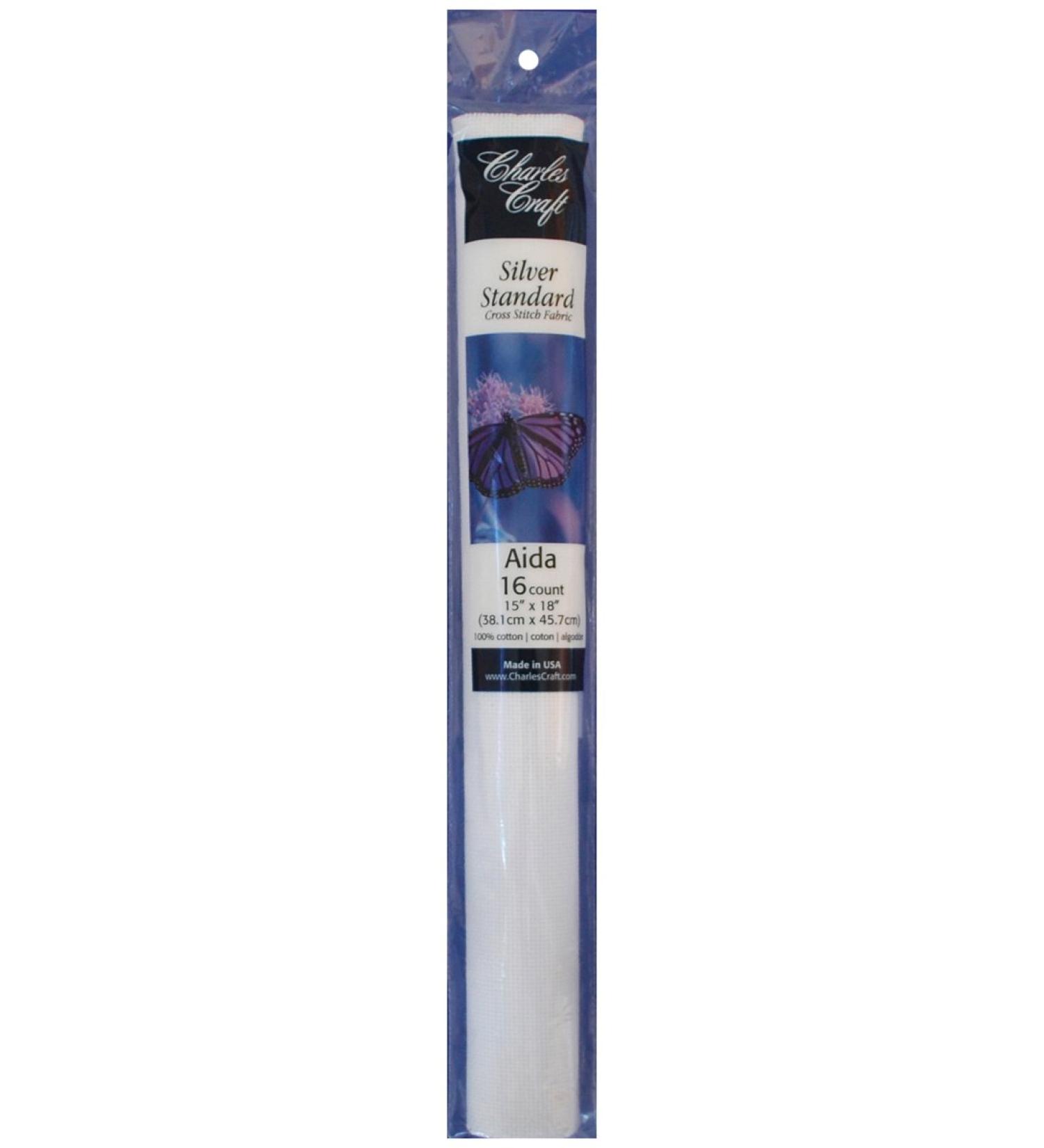 DMC TC8636-6750 Silver Label Aida Count with Soft Tube White 15 by 18-Inch 16-Pack