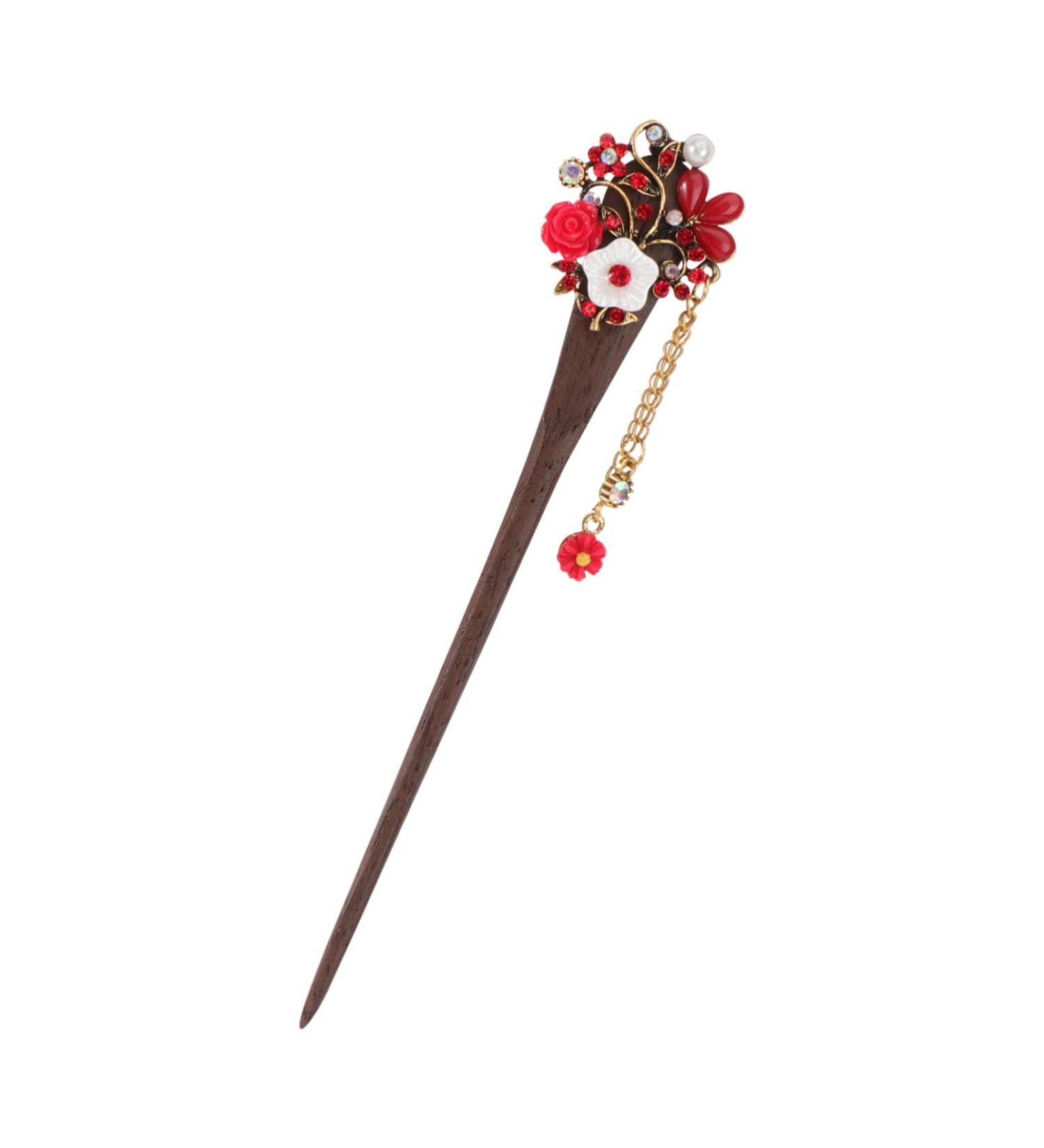 FRCOLOR Japanese Hair Chopsticks Vintage Hair Pin Rhinestone Hair Stick Chinese Hair Sticks Retro Hair Stick Tassel Hair Stick Flower Hair Chopsticks Japanese Hair Stick Bun Wooden Women's - Buy Online on GoSupps.com
