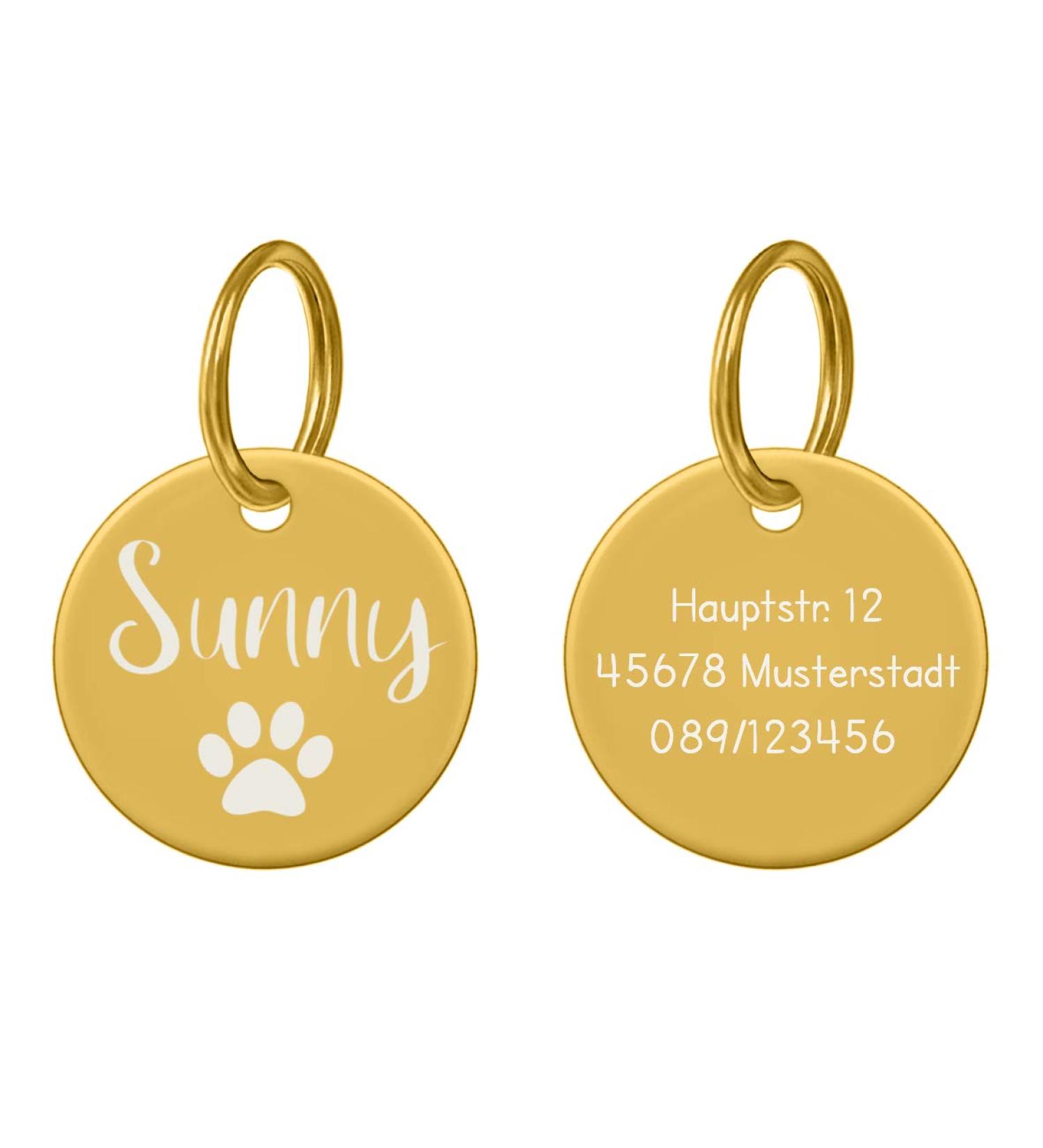 Kultdog Stainless Steel & 24K Gold Pet ID Tags - Custom Dog & Cat Address Tags with Key Ring | Small 25mm Gold-Plated - Buy Online on GoSupps.com