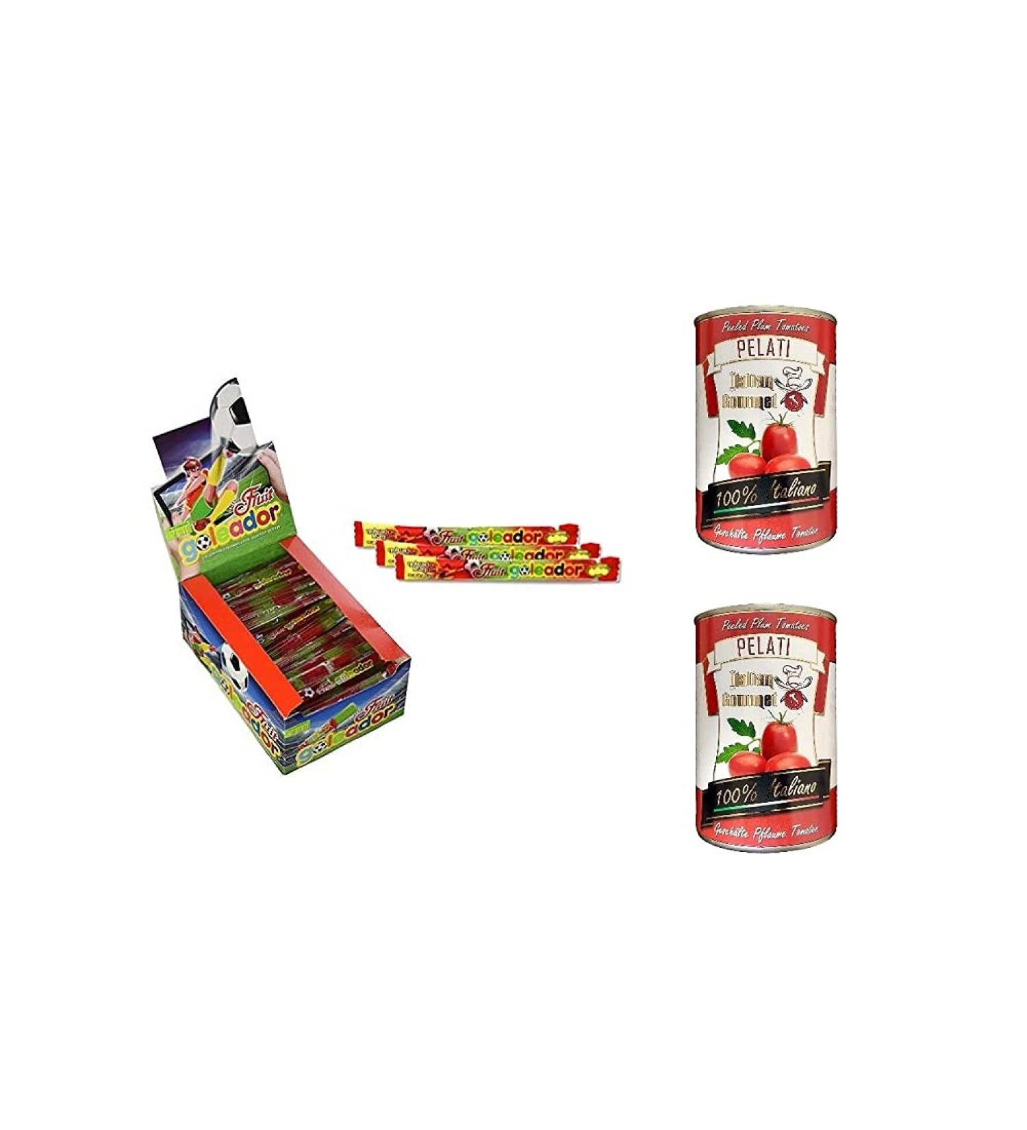  Italian Gourmet E.R. Goleador Fruit Pack of 200 Italian fruit lollipops + 100% cans of peeled Italian tomatoes 2 x 400g - Buy Online on GoSupps.com