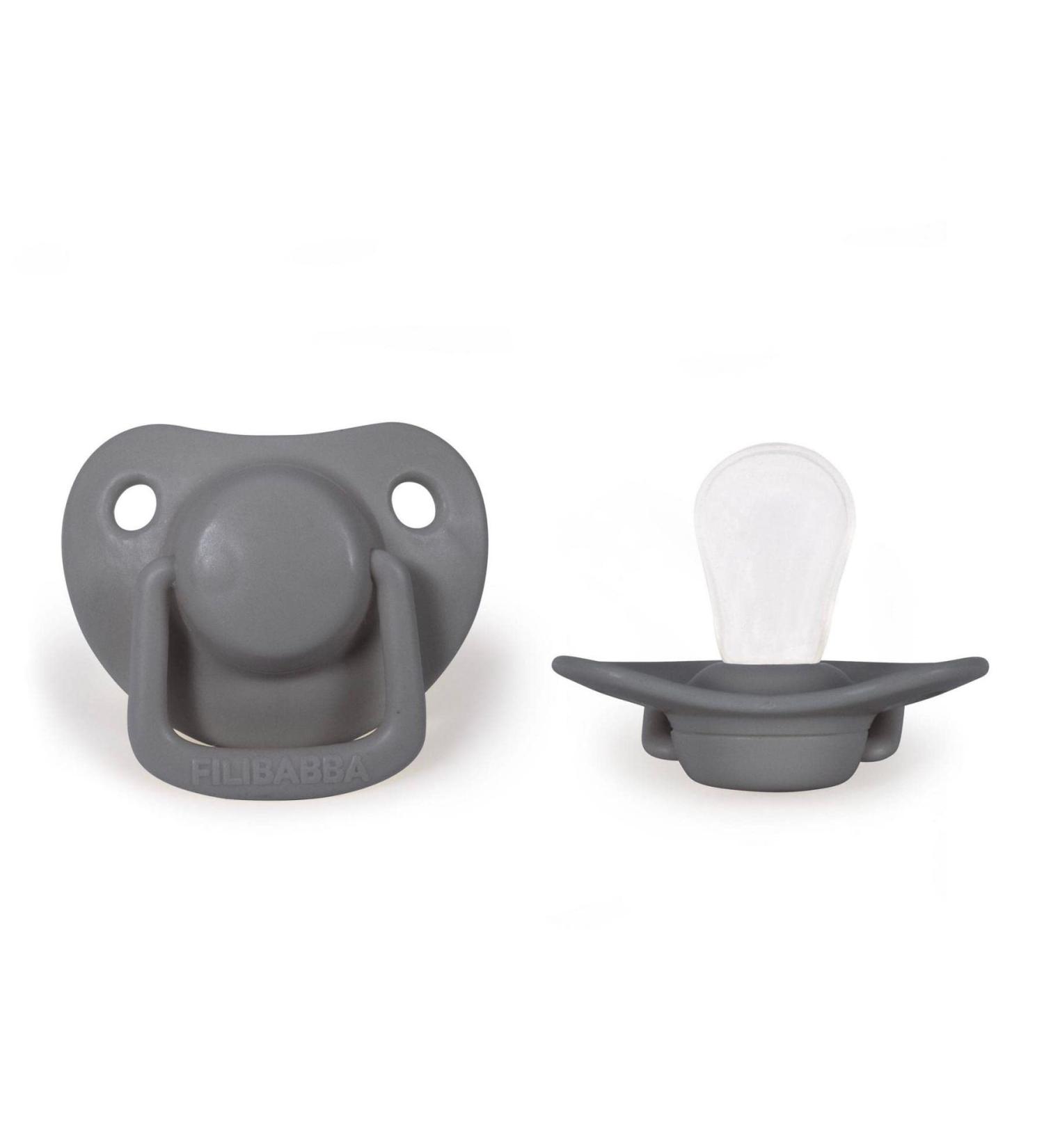 Filibabba Anatomically Shaped Silicone Pacifiers 0-6 Months - 2 Pack Grey | Safe & Comfortable for Babies - Buy Online on GoSupps.com