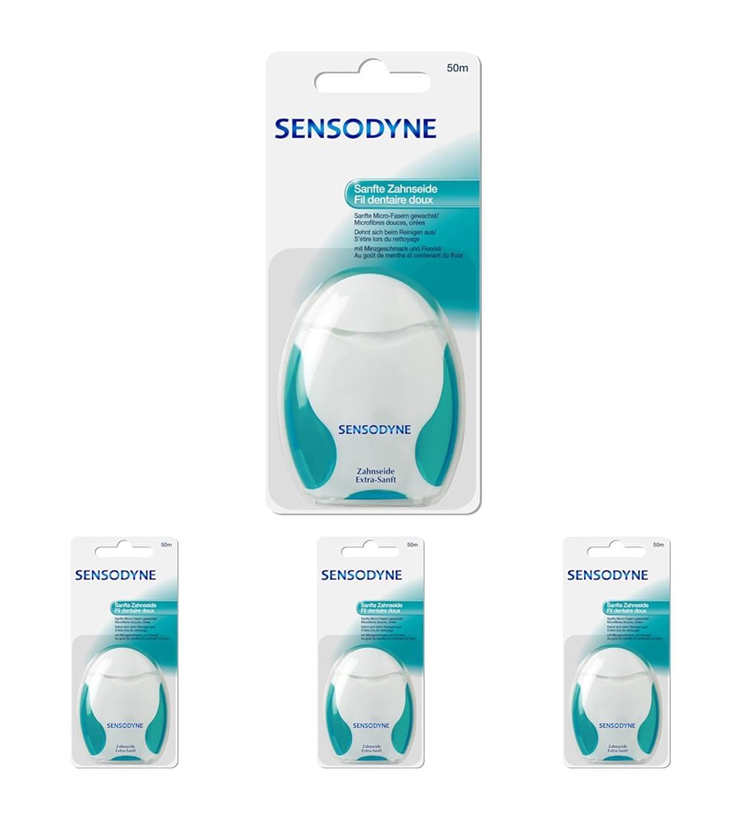 Sensodyne dental floss extra gentle with mint flavor and fluoride 1x50m (pack of 4)
