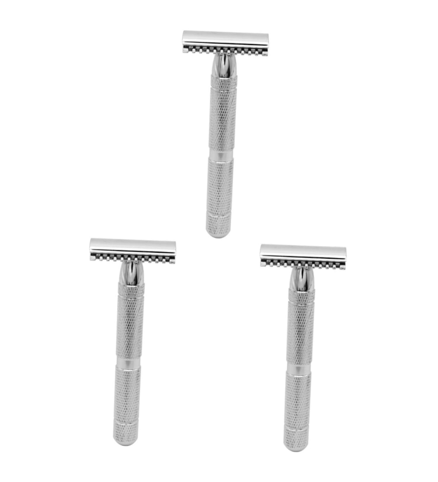 Minkissy Men's Safety Razor - Premium Steel Double Edge Razor with Structured Design & Solid Wood Handle for Safe Smooth Shaving - Buy Online on GoSupps.com