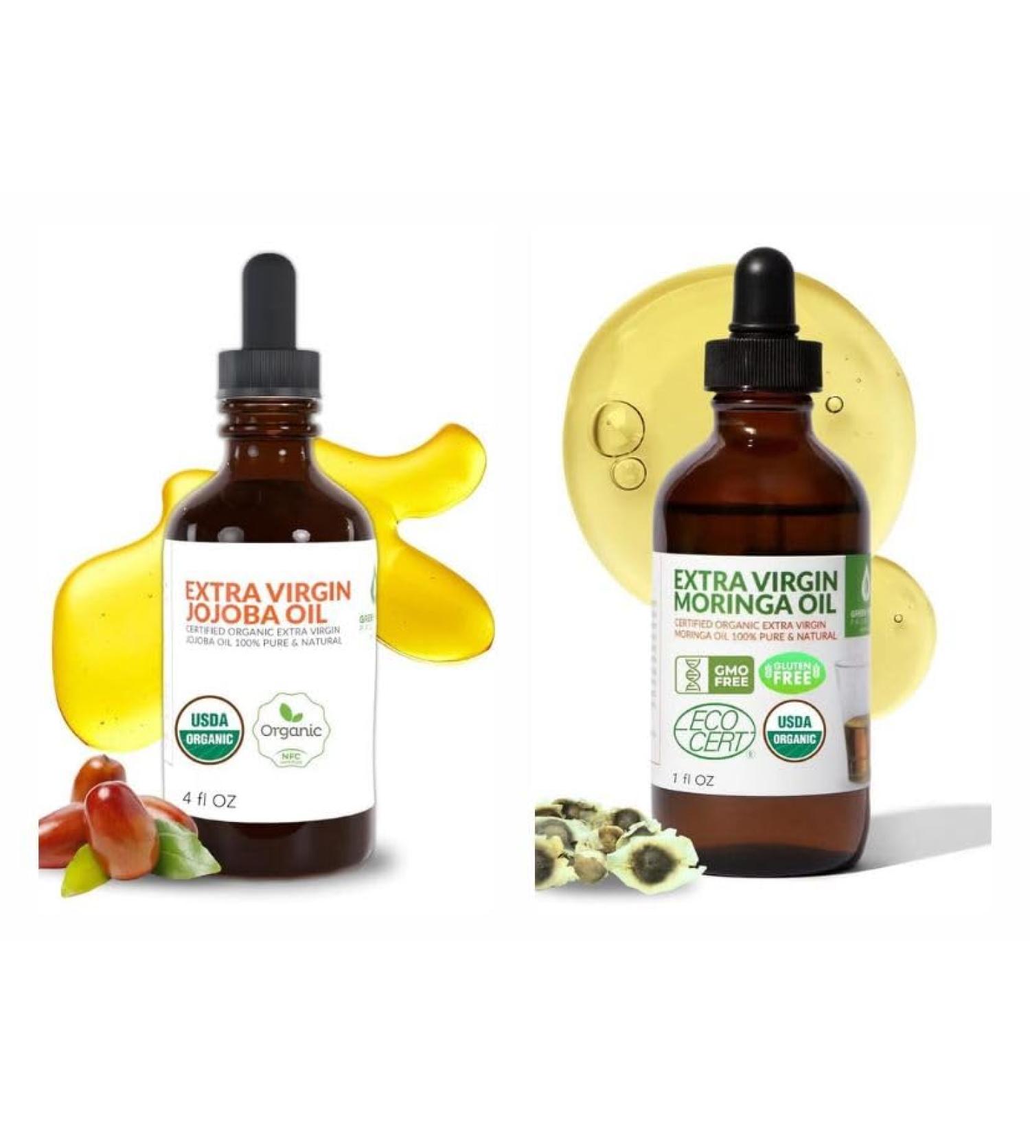 Organic Jojoba & Moringa Oil Bundle 100% Pure Cold Pressed Extra Virgin Unrefined Skin & Hair Care Duo Deep Moisturizing Anti-Aging Nourishing Oils for Face Body & Scalp (4oz + 1oz) - Buy Online on GoSupps.com