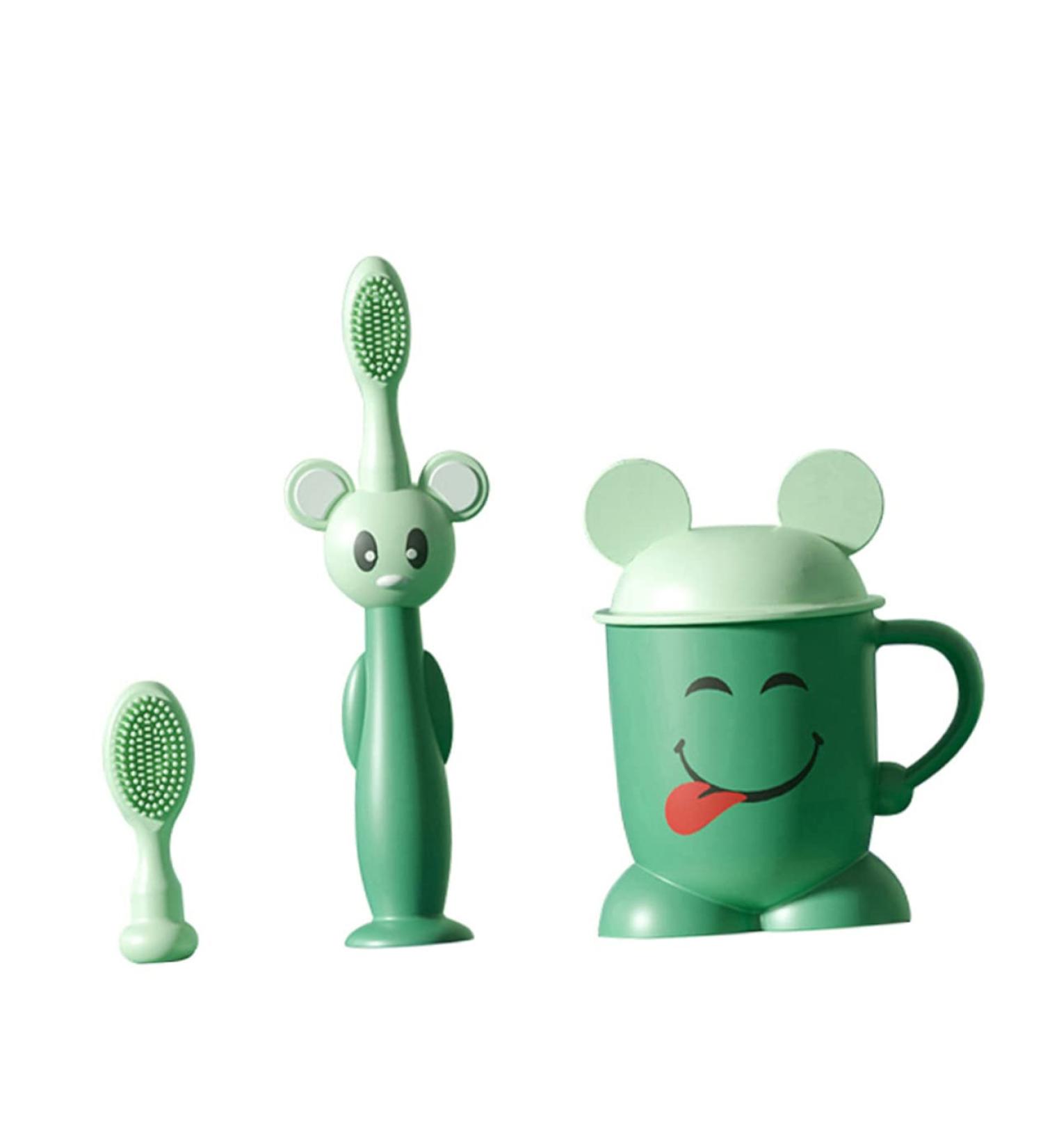 Buy Healvian Silicone Toothbrush Set for Toddlers - Extra Soft Infant Toothbrush with Suction Cup & Cleaning Brush | International Shipping Available - Buy Online on GoSupps.com