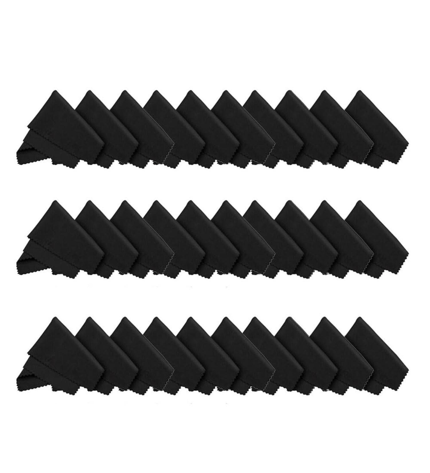 30 Pcs Microfiber Cleaning Cloths - Soft Eyeglass & Screen Wipes for Phones & Computers - Black Square Lens Cleaner - Buy Online on GoSupps.com