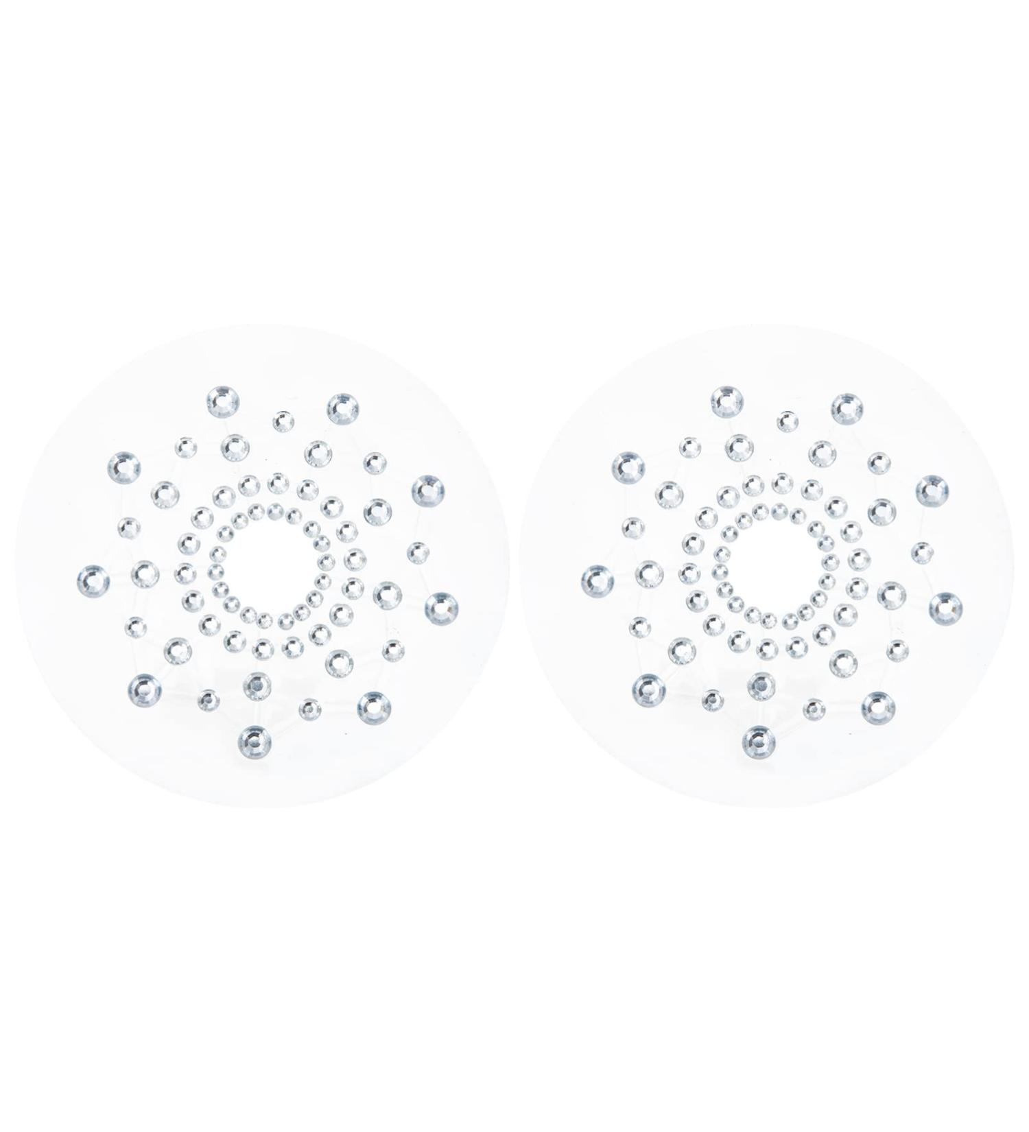 Glitter Rhinestone Nipple Covers Stickers - Reusable Sequins Pasties for Women - White - Buy Online on GoSupps.com