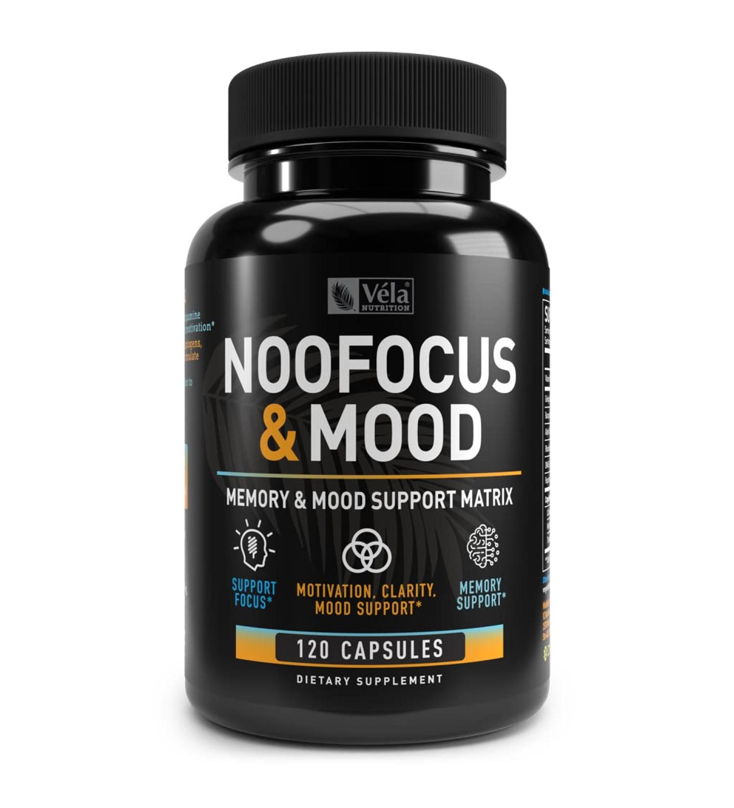 Nootropic NooFocus & Mood Support Matrix | Memory & Focus Supplement with Rhodiola B12 Alpha GPC Huperzine A DMAE | 120 CT - Boost Memory Focus Energy & Mood - Buy Online on GoSupps.com