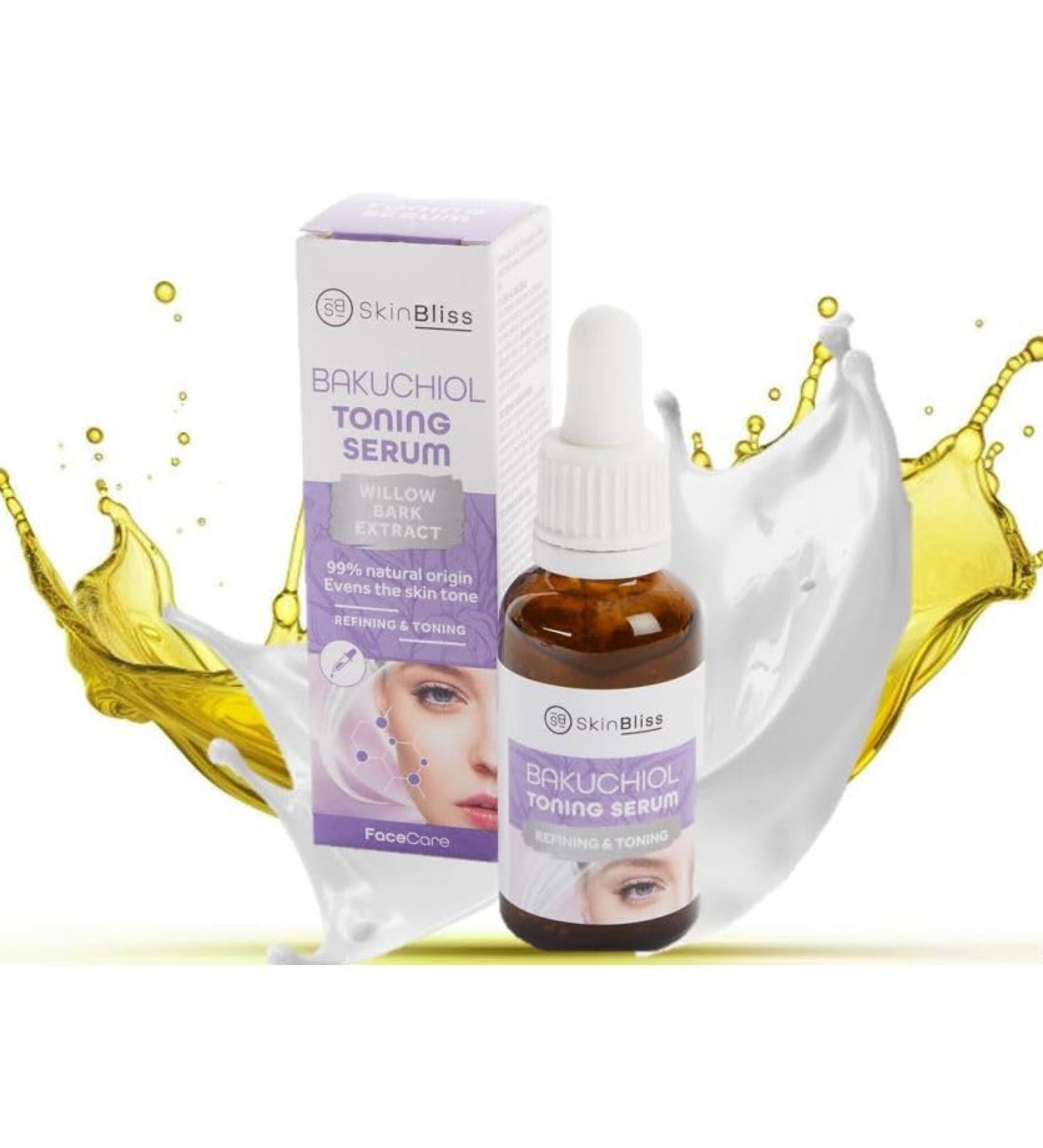 SkinBliss Bakuchiol Vegan Facial Toning Serum with Wild Bark Extract, 99% Natural Ingredients for Skin Firming and Toning, 30 ml