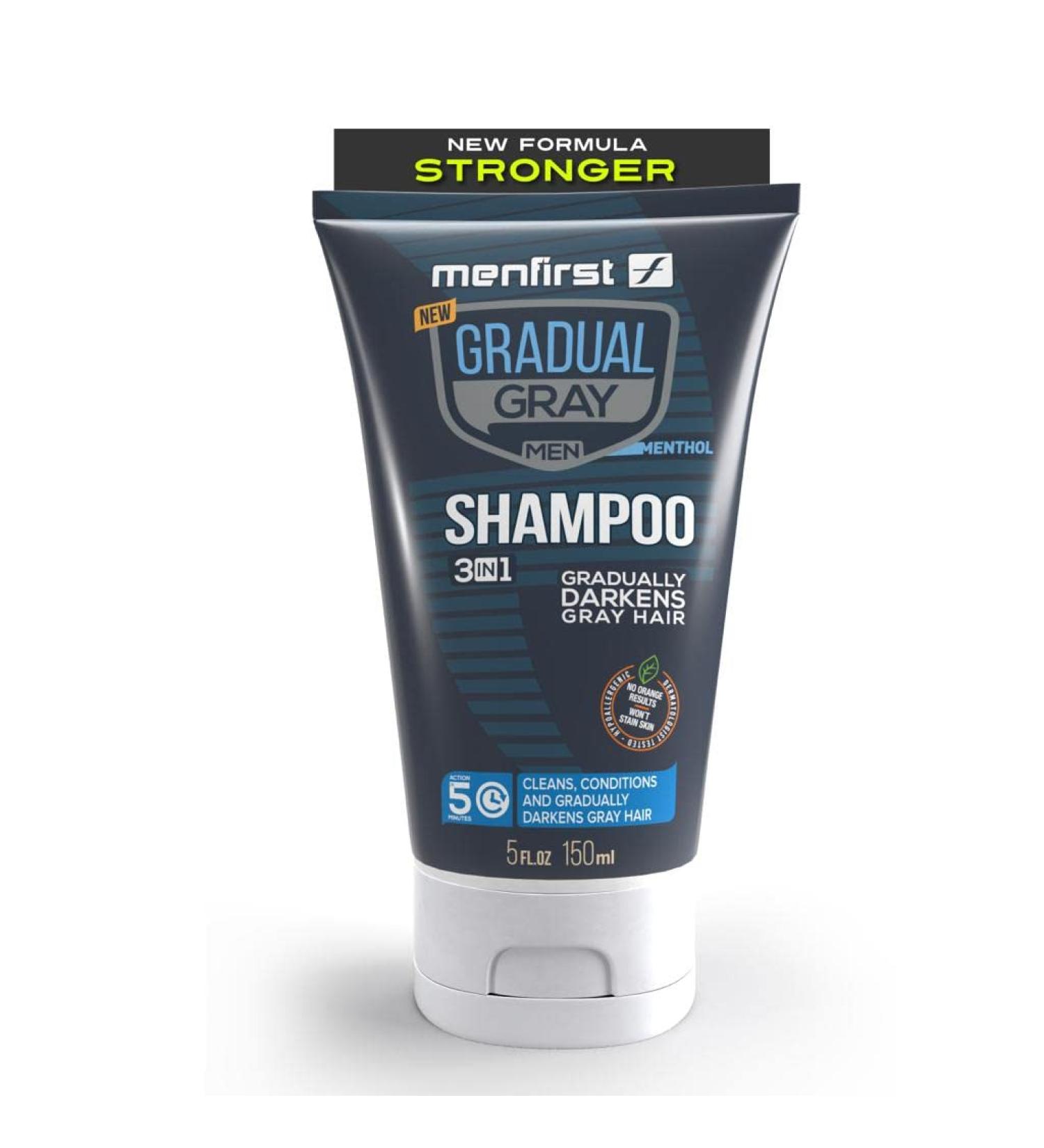 MENFIRST 3X Stronger Hair Darkening Shampoo for Men - Gradual Gray 3-in-1 | Reduce Grey Shampoo & Conditioner | Natural-Looking Results - 5 Fl Oz - Buy Online on GoSupps.com