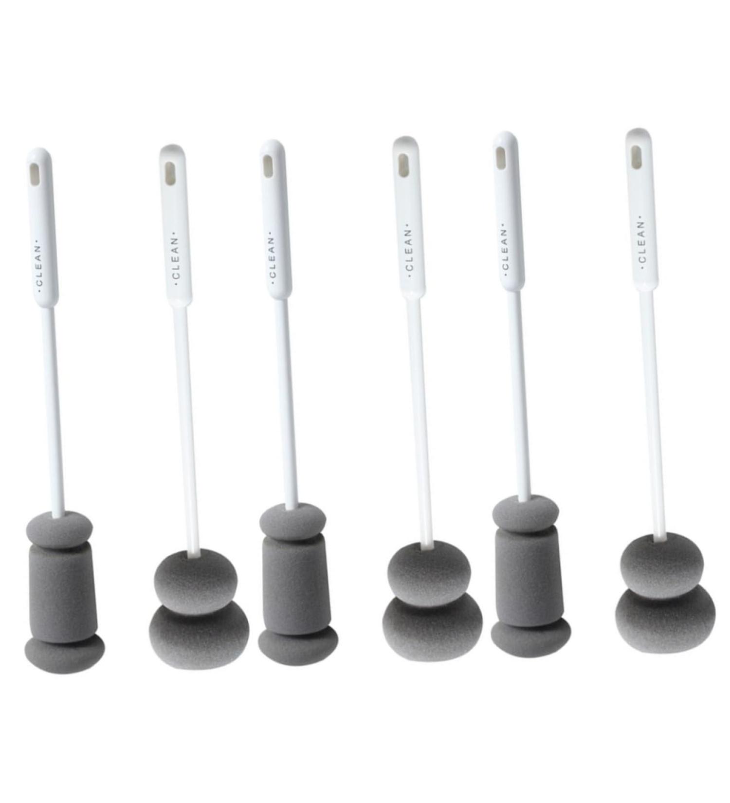 Solust Pacifier Cleaner & Bottle Brush Set - 6 STK Glass Cleaning Brush with Long Handle for Baby Bottles & Kettles - 3 Pack White - Buy Online on GoSupps.com