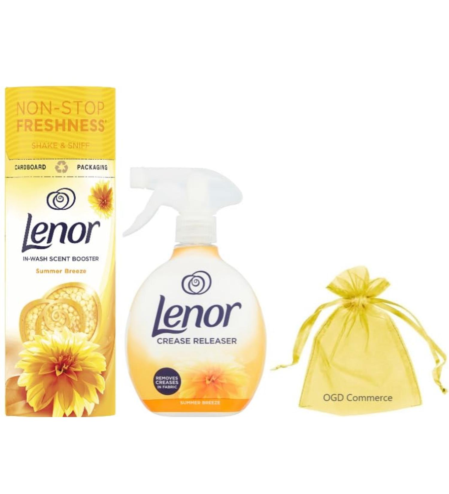 Lenor in-Wash Scent Booster Beads Summer Breeze Scent 176gr + Lenor Crease Releaser Spray Removes Creases in Fabric Summer BreezeScent 1Pk 500ml + Our Gift for You: Organza Small Bag - Buy Online on GoSupps.com