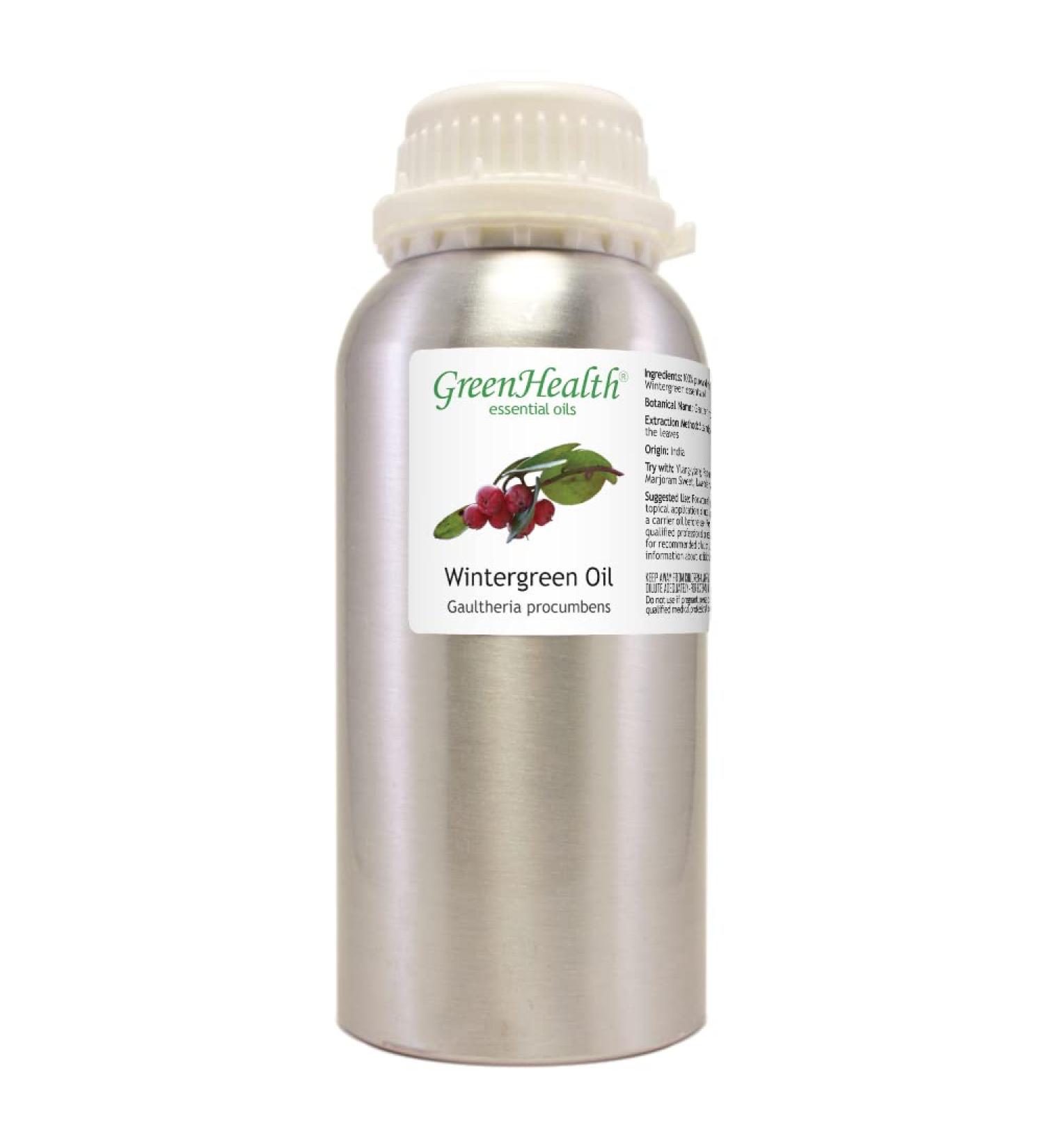 Wintergreen Essential Oil 16 fl oz - 100% Pure & Uncut Aluminum Bottle | GreenHealth - Shop Internationally - Buy Online on GoSupps.com