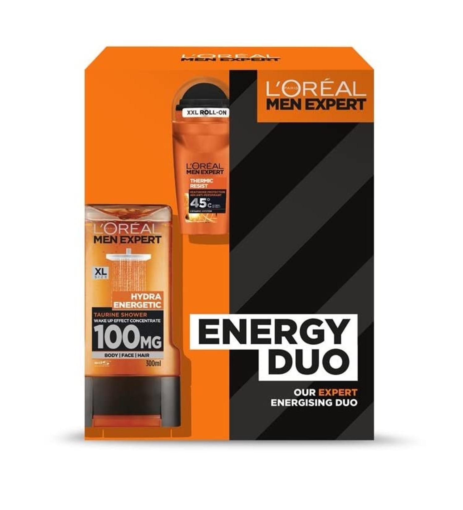 L'Oreal Men Expert Energy Duo Gift Set - 1x Hydra Energetic Shower Gel 1x Thermic Resist Anti-Perspirant Roll On Deodrant - Buy Online on GoSupps.com