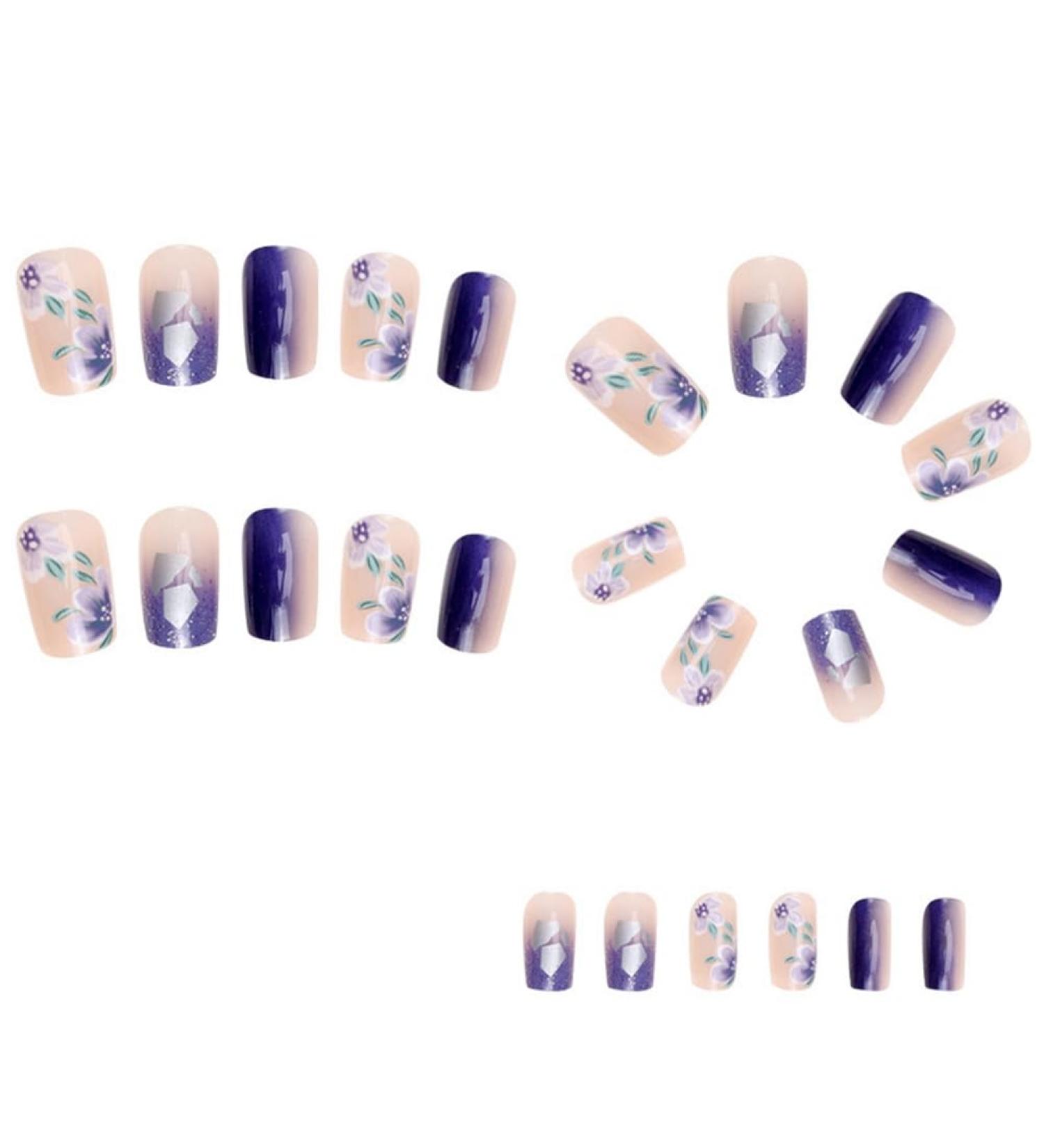 Torribala Ice Blue Gradient Camellia Wearable Nails for Finished Art Finished Nails Fine Workmanship - Buy Online on GoSupps.com