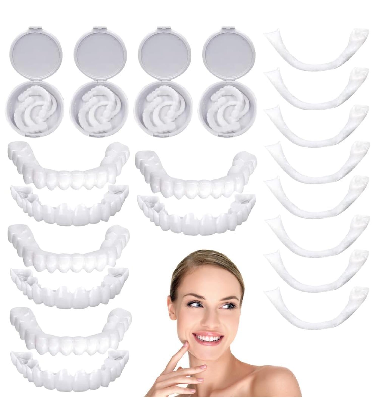 Buy Presses Fake Teeth - 2 Pairs Dentures Cosmetic Tooth Covers Tooth Whitening Set for Men & Women - Buy Online on GoSupps.com