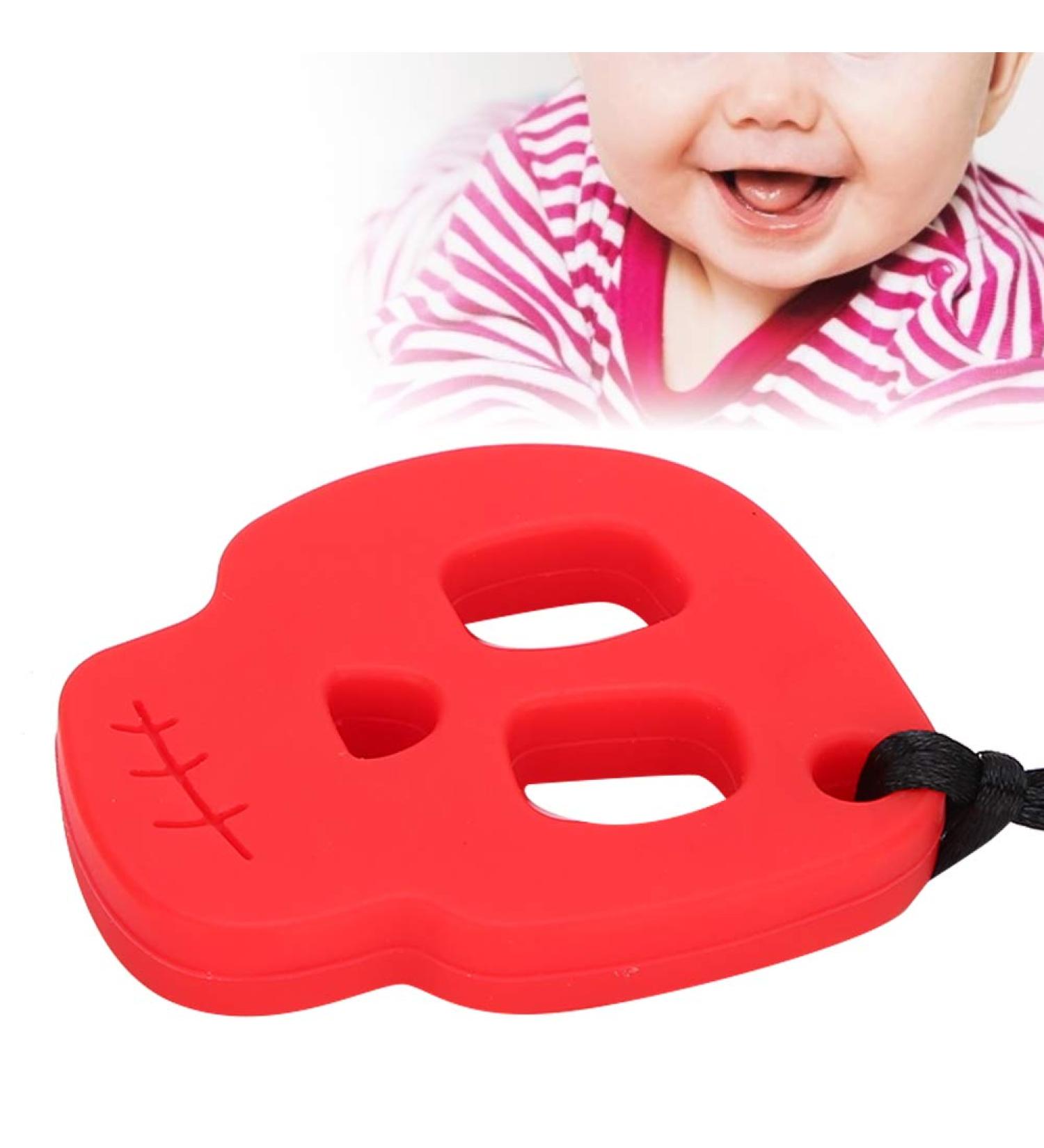 Safe Silicone Infant Chewing Necklace | Tay Diseases Baby Bite Ring | Calming Teether Toys for Toddlers (Red) - Buy Online on GoSupps.com