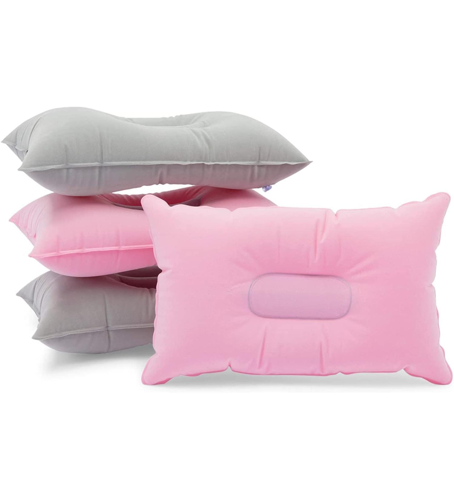 Inflatable Travel Pillows for Camping and Traveling - Pink/Grey 4 Pack - Buy Online on GoSupps.com
