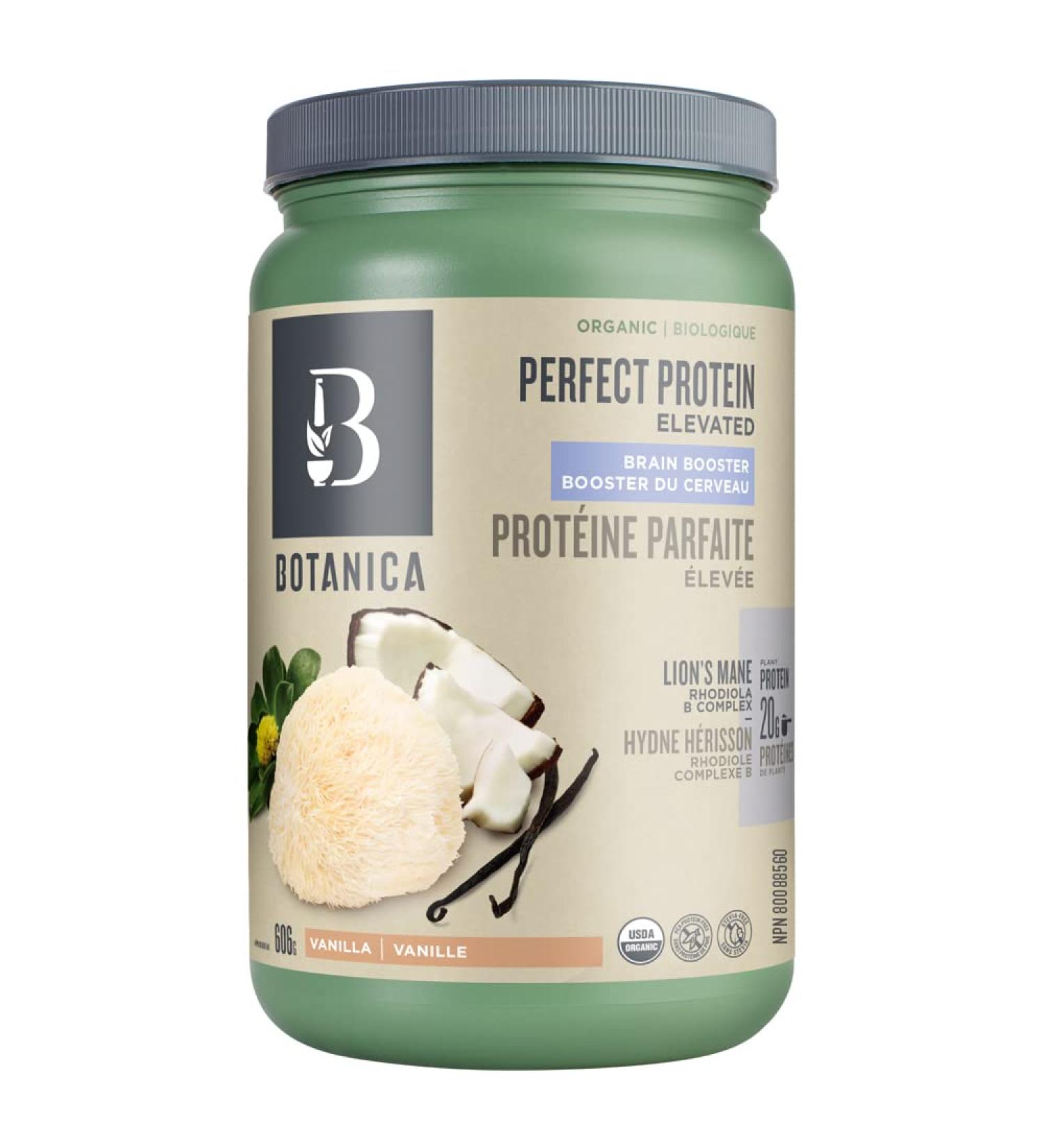 Botanica Vegan Protein Powder for Brain Booster | Vanilla Superfood Protein Powder 606g | Organic Plant-Based with Lion's Mane Mushroom Rhodiola & B Vitamin Complex | Brain Support | No Gluten Dairy Stevia or Added Sugar | 14 Servings - Buy Online on GoSupps.com
