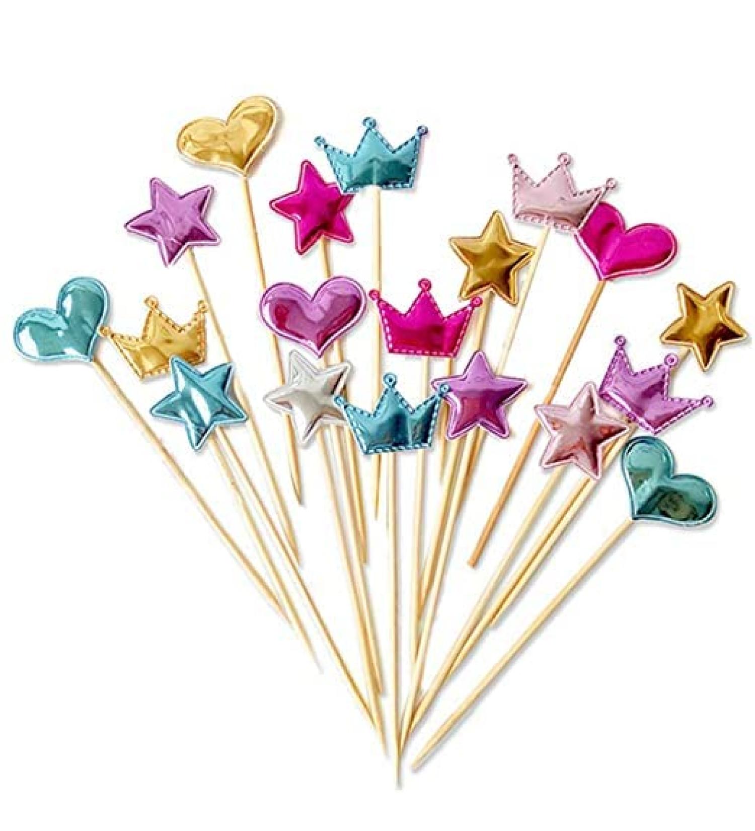 50 PCS Glitter Heart Cupcake Toppers Little Star Cupcake Toppers Wedding Engagement Shower Birthday Party Colorful Cake Decorations Supplies - Buy Online on GoSupps.com