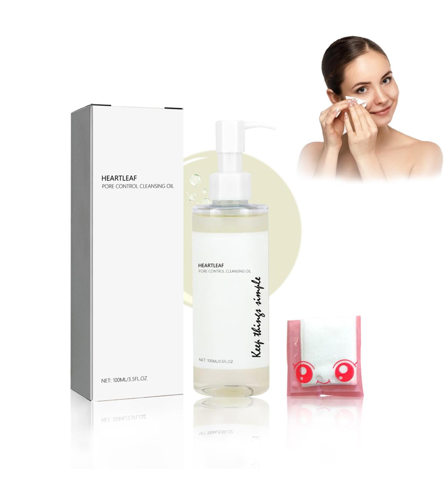 Heartleaf Pore Control Cleansing Oil Oil Cleanser for Face Calming Skin Refreshing Daily Makeup Blackheads Removal Facial Cleanser Oil for All Skin Types with Cotton Pad(100ml) - Buy Online on GoSupps.com